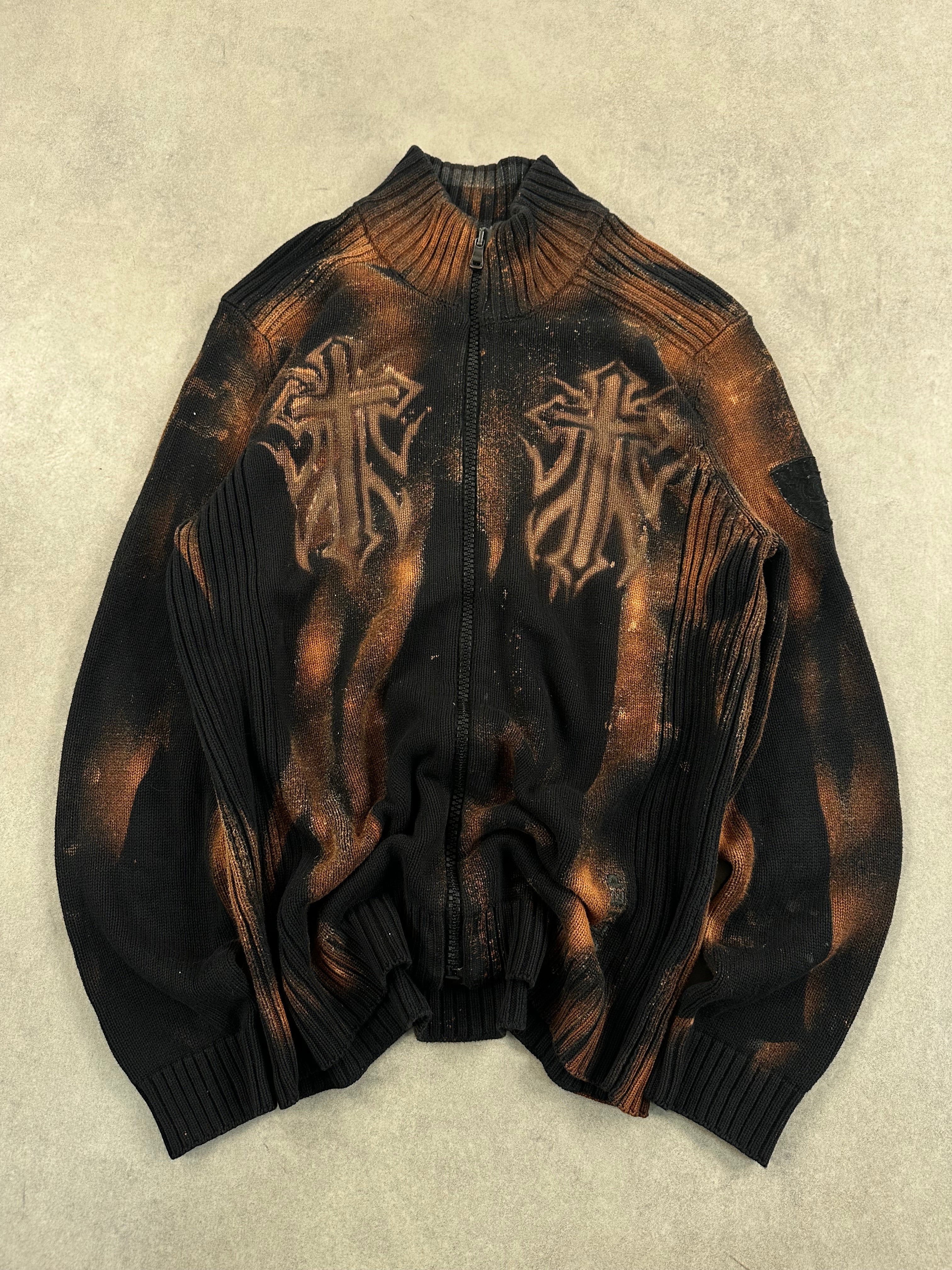 Y2k knitted sweater vintage custom (XL)