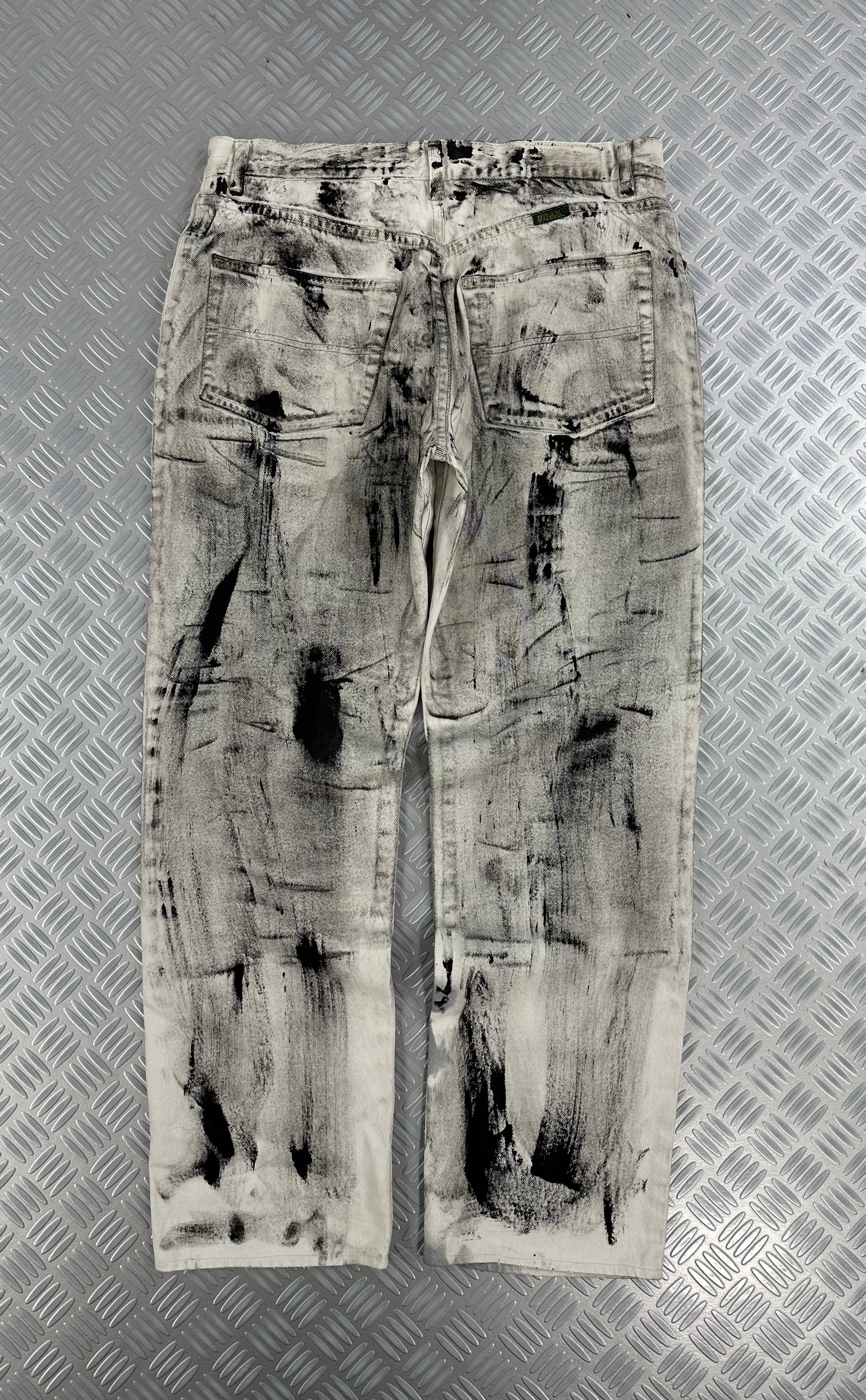 Custom denim vintage jeans y2k style disstresed (L)