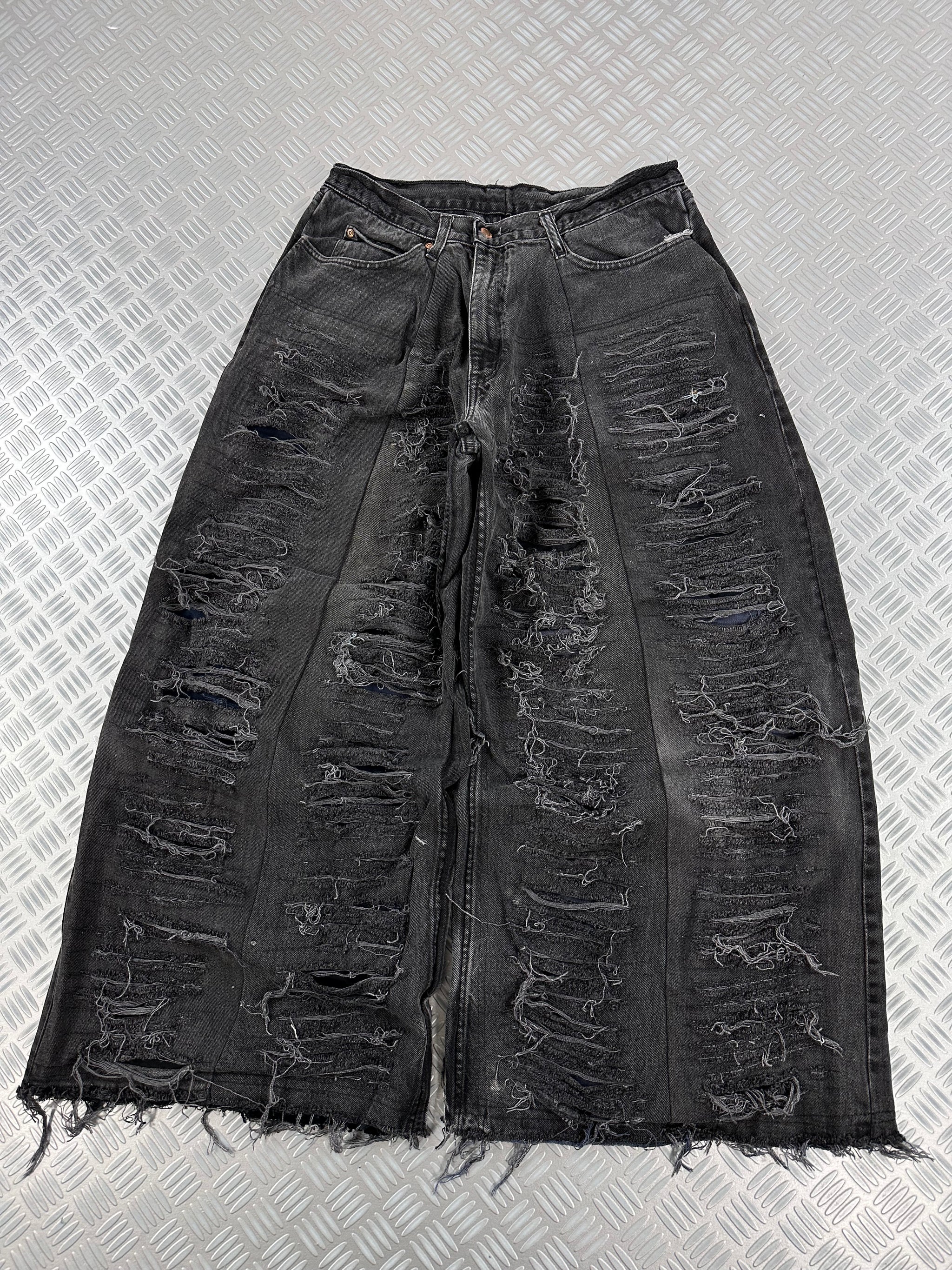 Distressed  Baggy jeans handmade patchwork upcycled