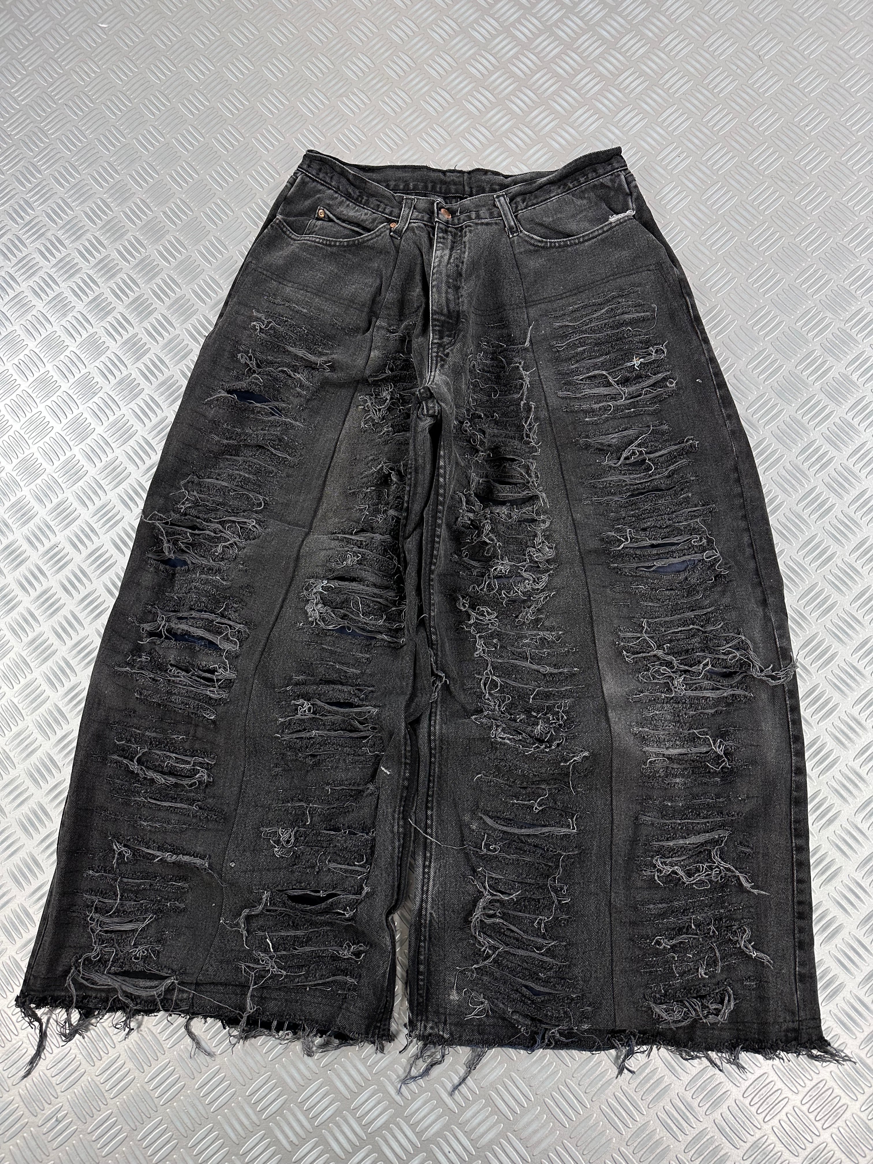 Distressed  Baggy jeans handmade patchwork upcycled