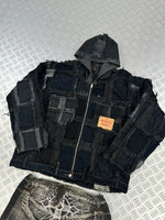 Bomber hooded full zip jacket handmade patchwork (M)