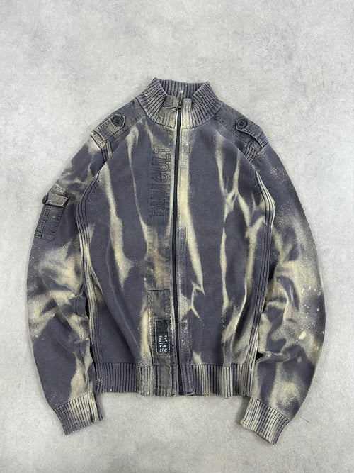 Full zip knitted sweater y2k custom 00’s (M)