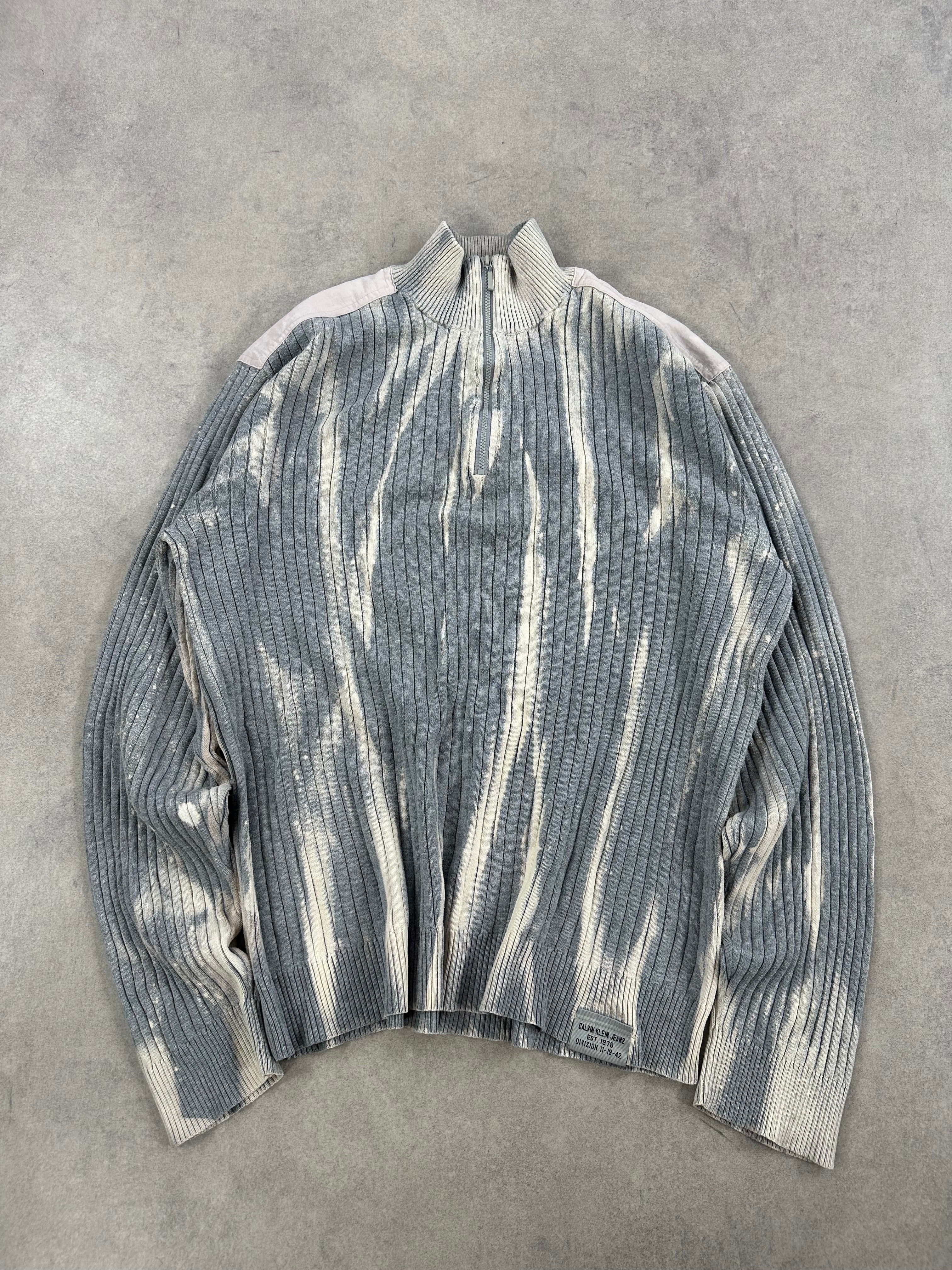 Calvin Klein mid zip knitted sweater custom Y2K (XL)