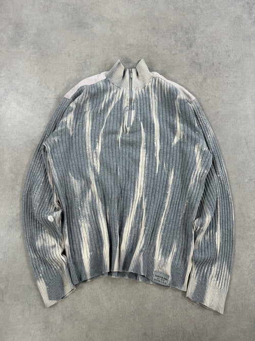 Calvin Klein mid zip knitted sweater custom Y2K (XL)
