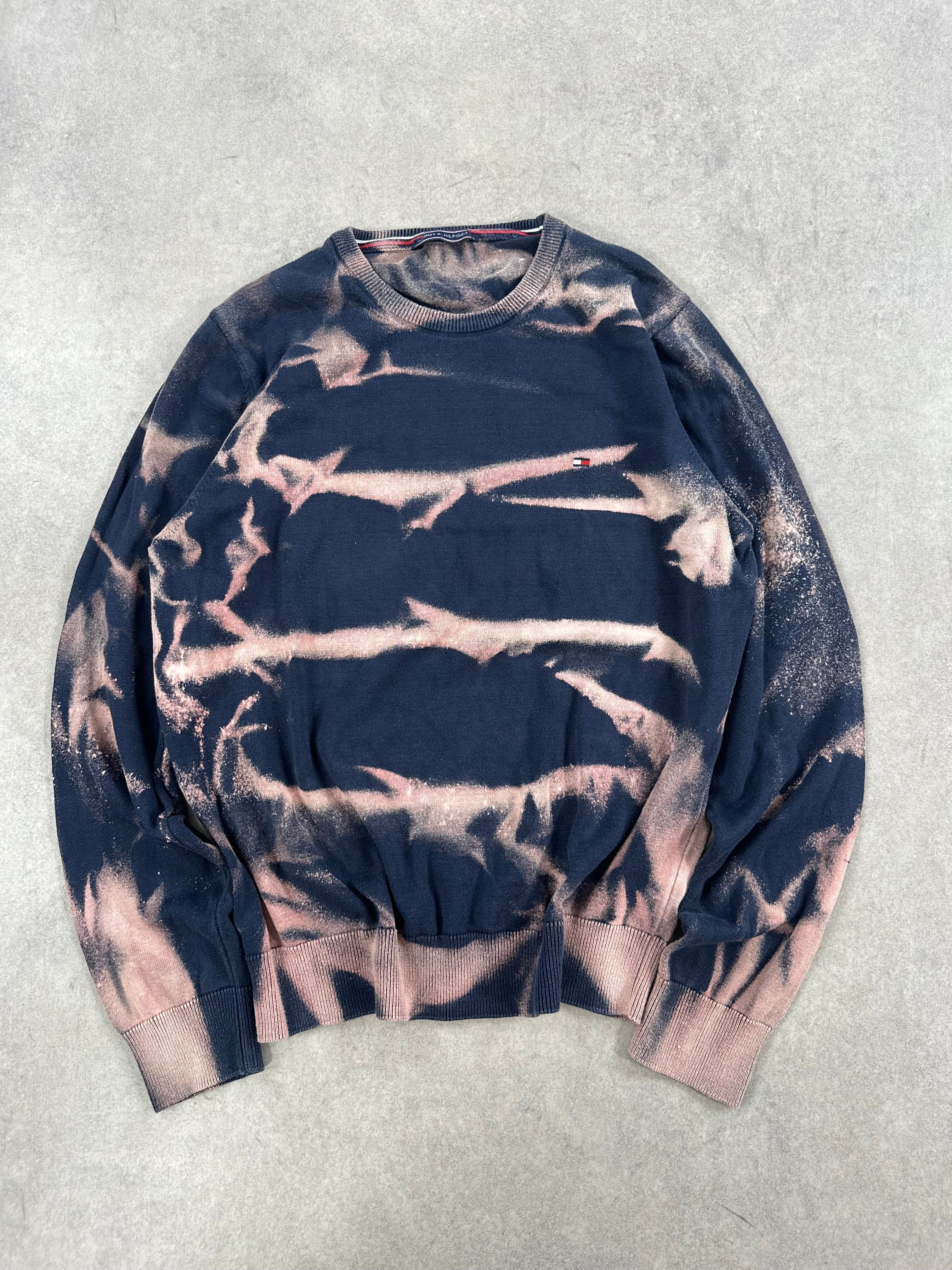 Vintage Tommy Hilfiger Y2k Bleached Knitted Sweater custom (L)