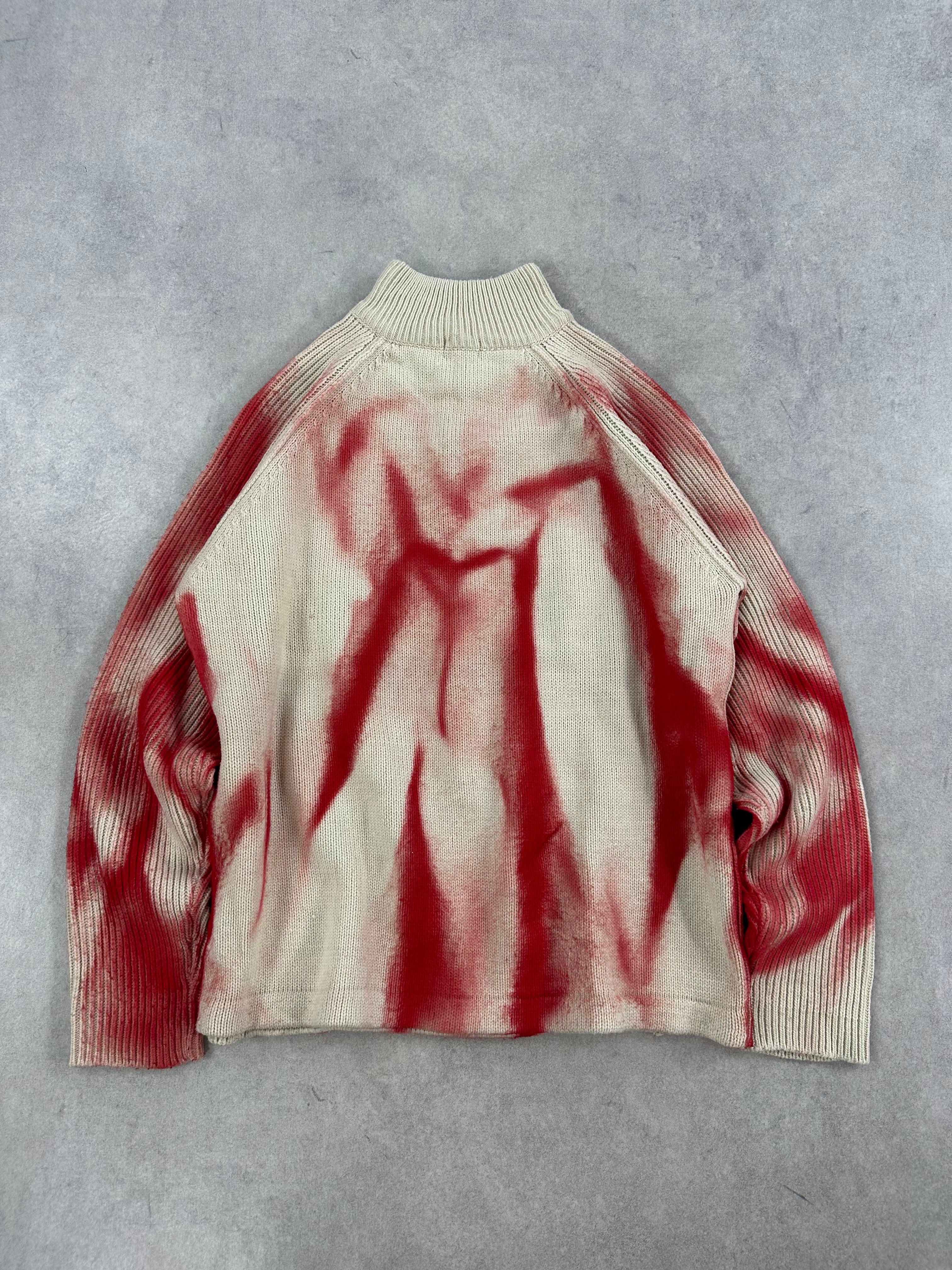 Mid zip knitted sweater custom Y2K (M)