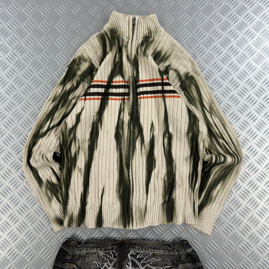Vintage Knitted full zip up Y2k sweater (L)