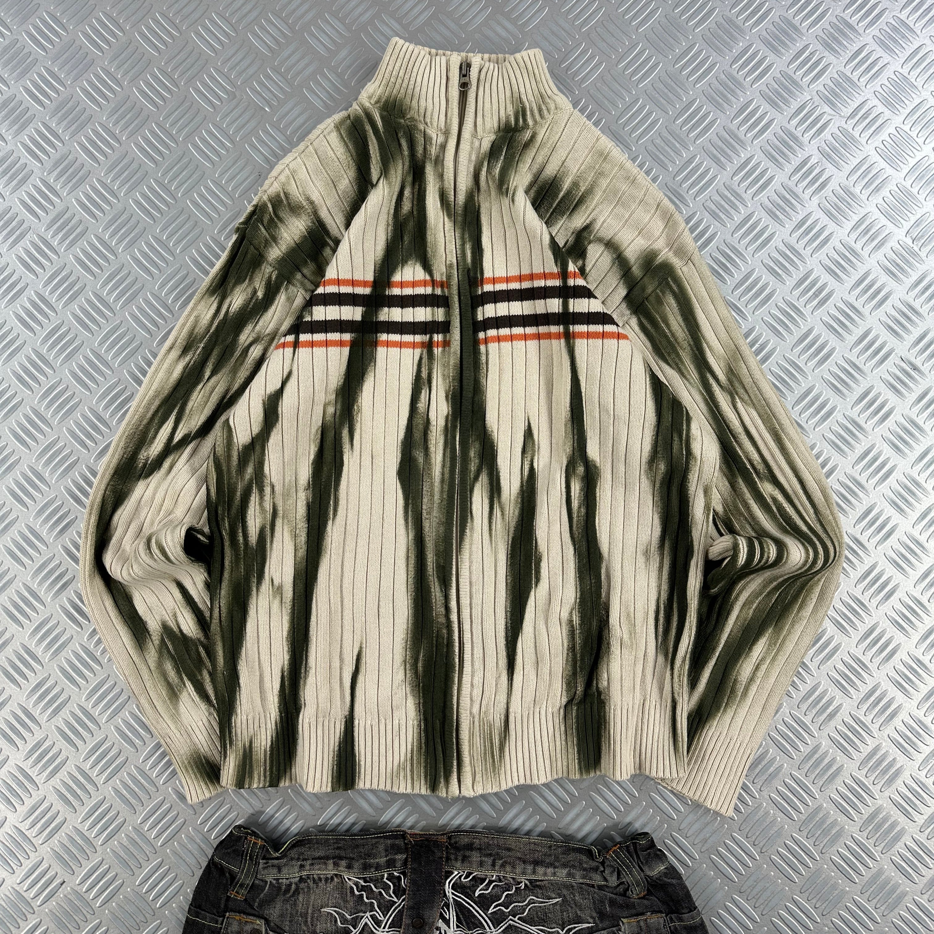 Vintage Knitted full zip up Y2k sweater (L)
