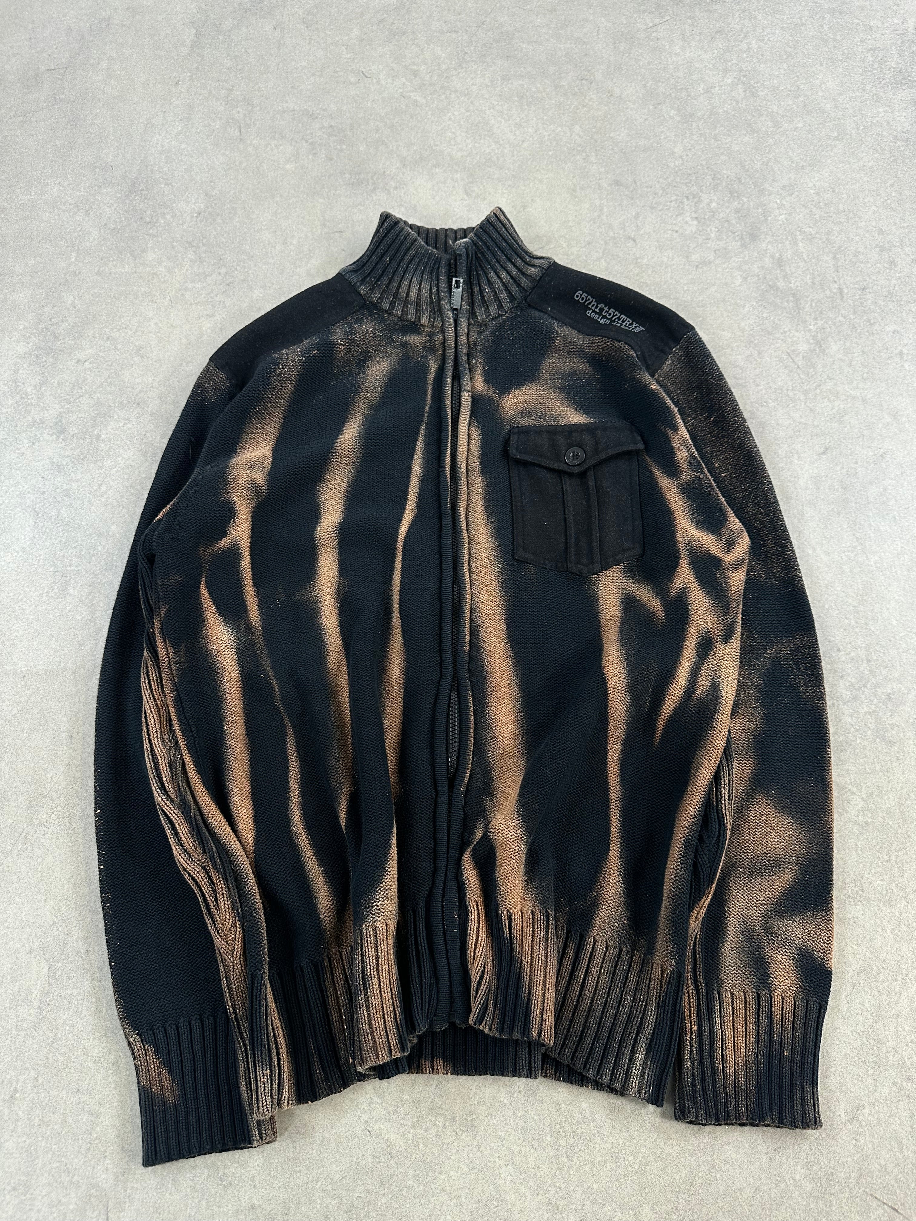 Full zip knitted sweater vintage custom (XL)