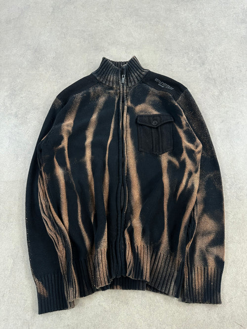 Full zip knitted sweater vintage custom (XL)