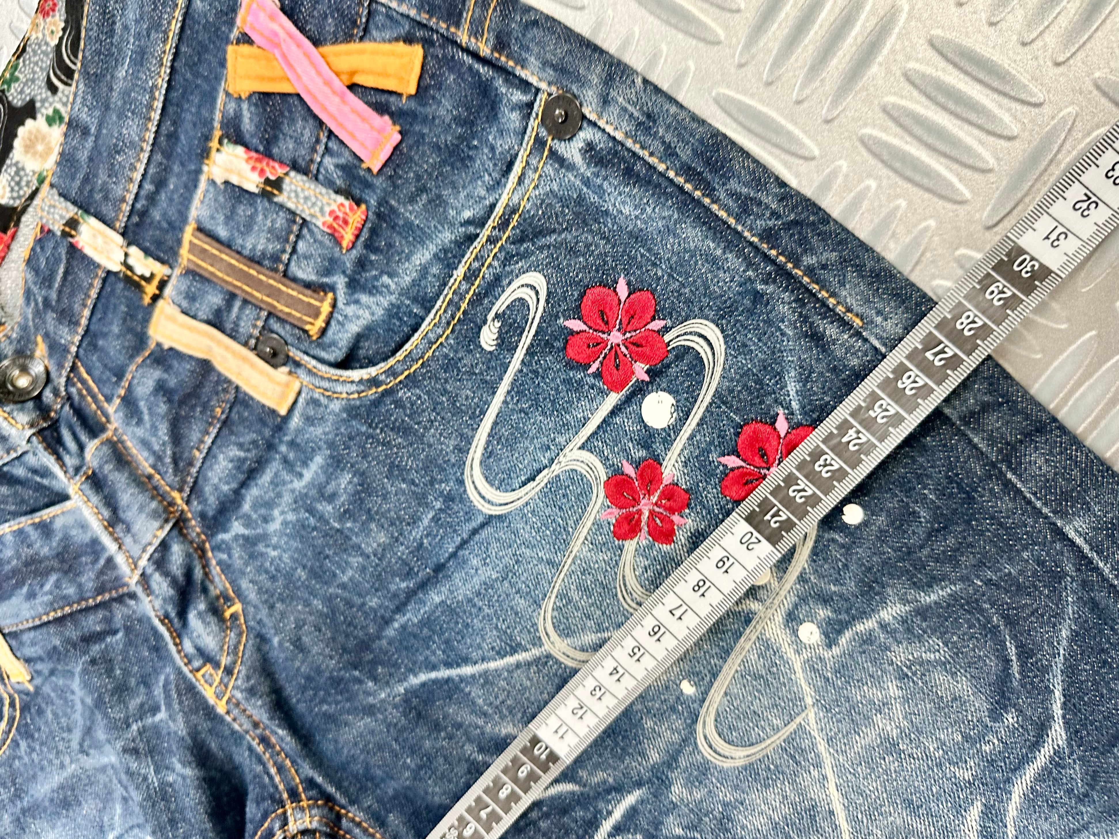 2000´s  karakuri tamashi Double waist japanese jeans vintage  (S)