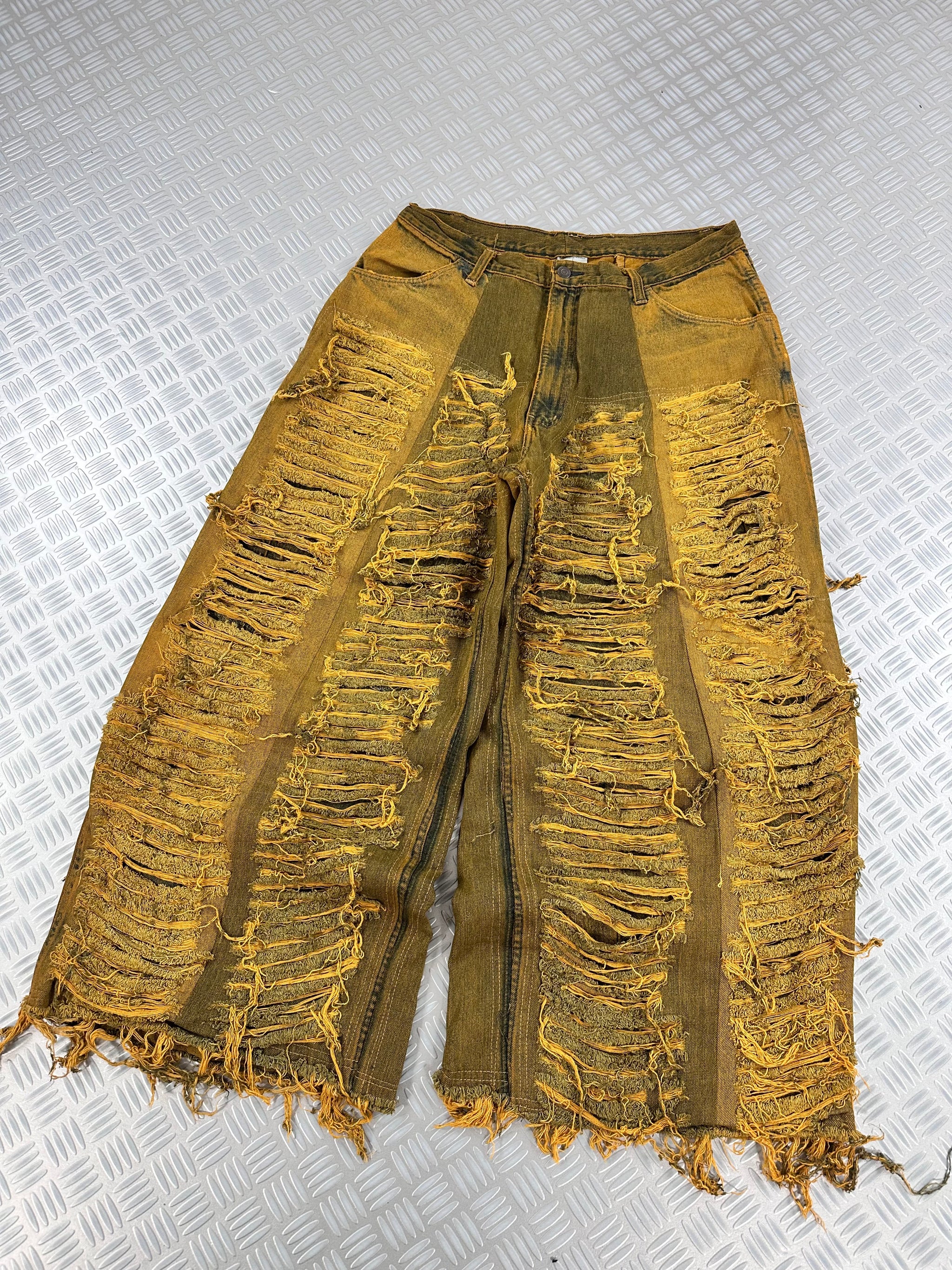 Disstresed baggy jeans handmade patchwork upcycled