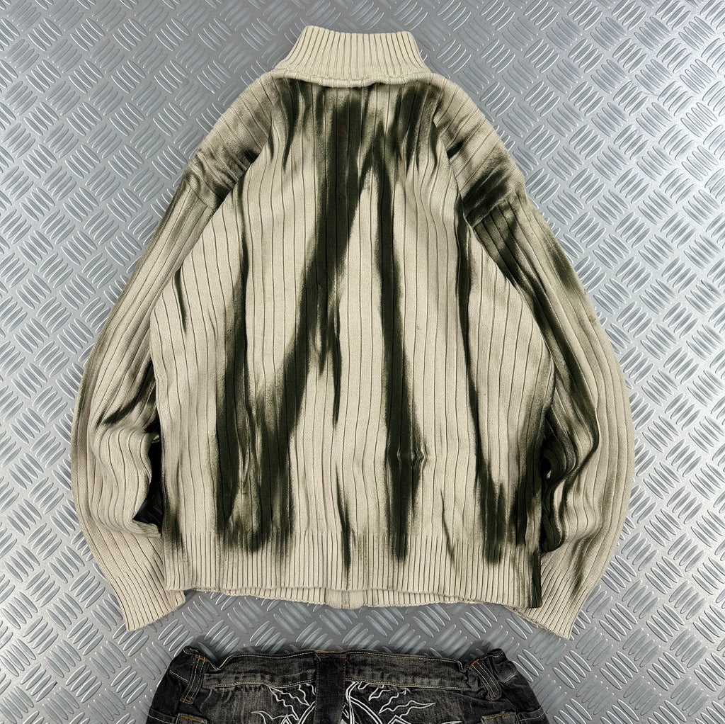 Vintage Knitted full zip up Y2k sweater (L)