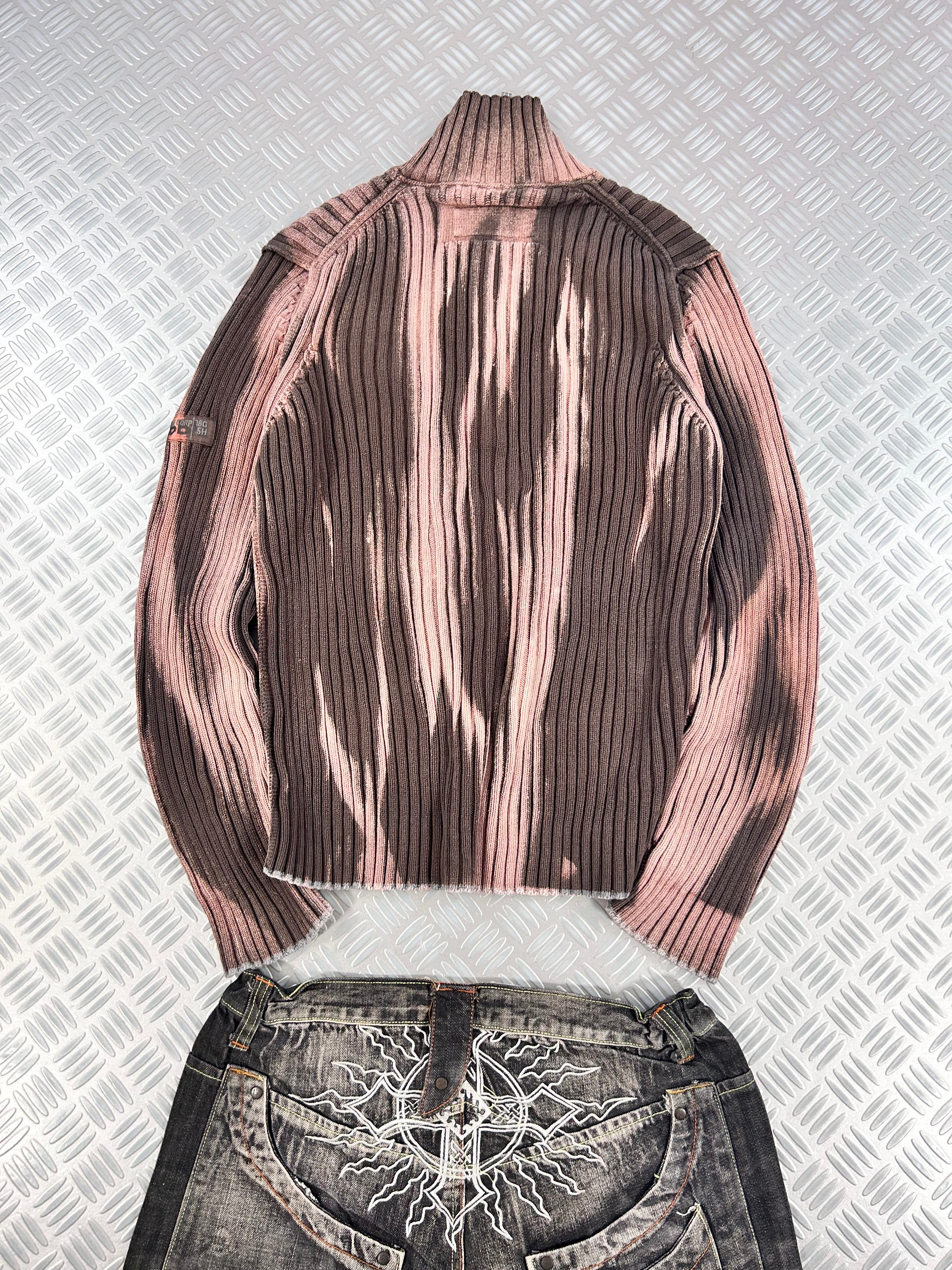 Knitted sweater handmade full zip (L)