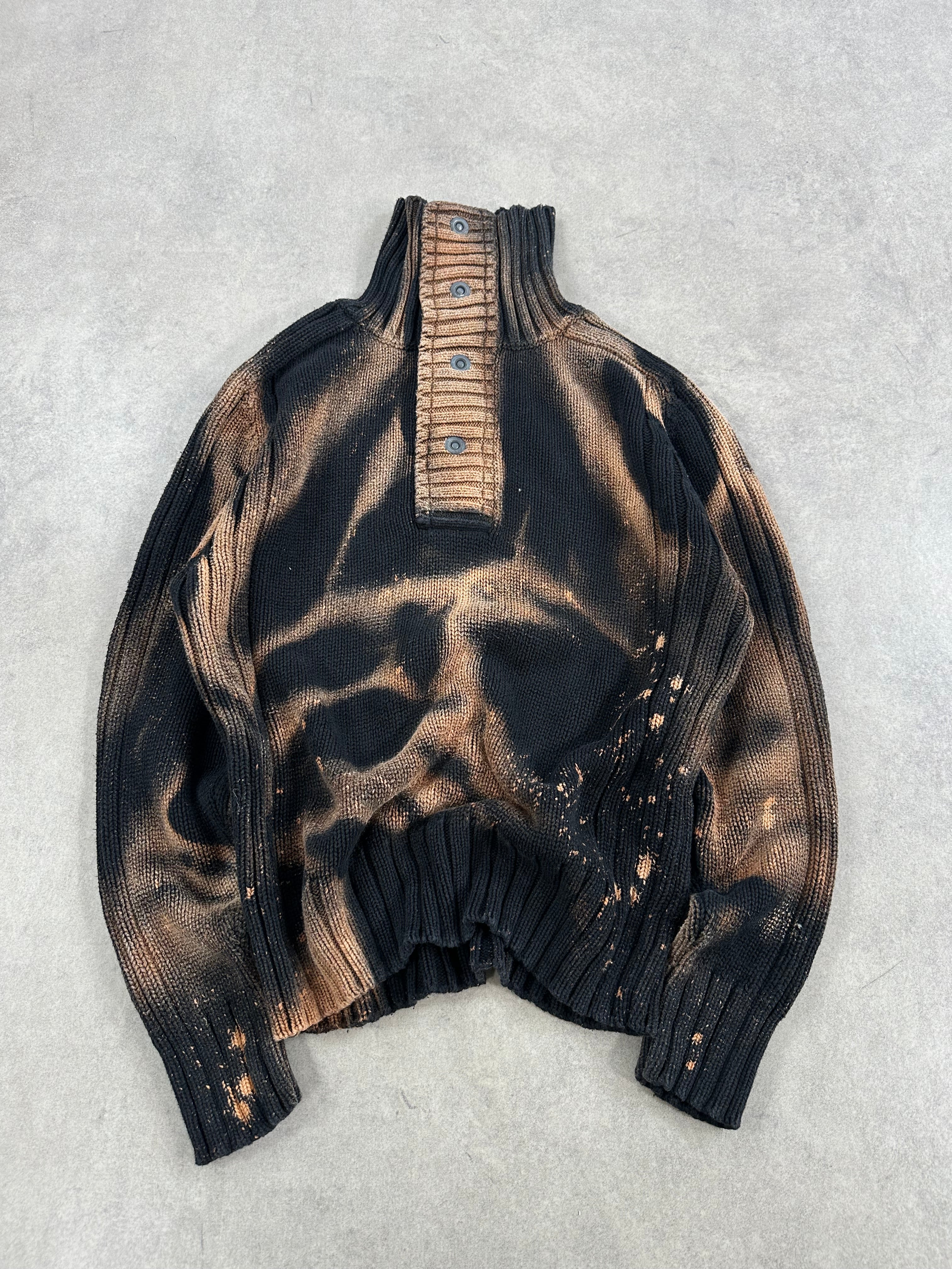 Mid zip asymmetrical knitted sweater custom (M)