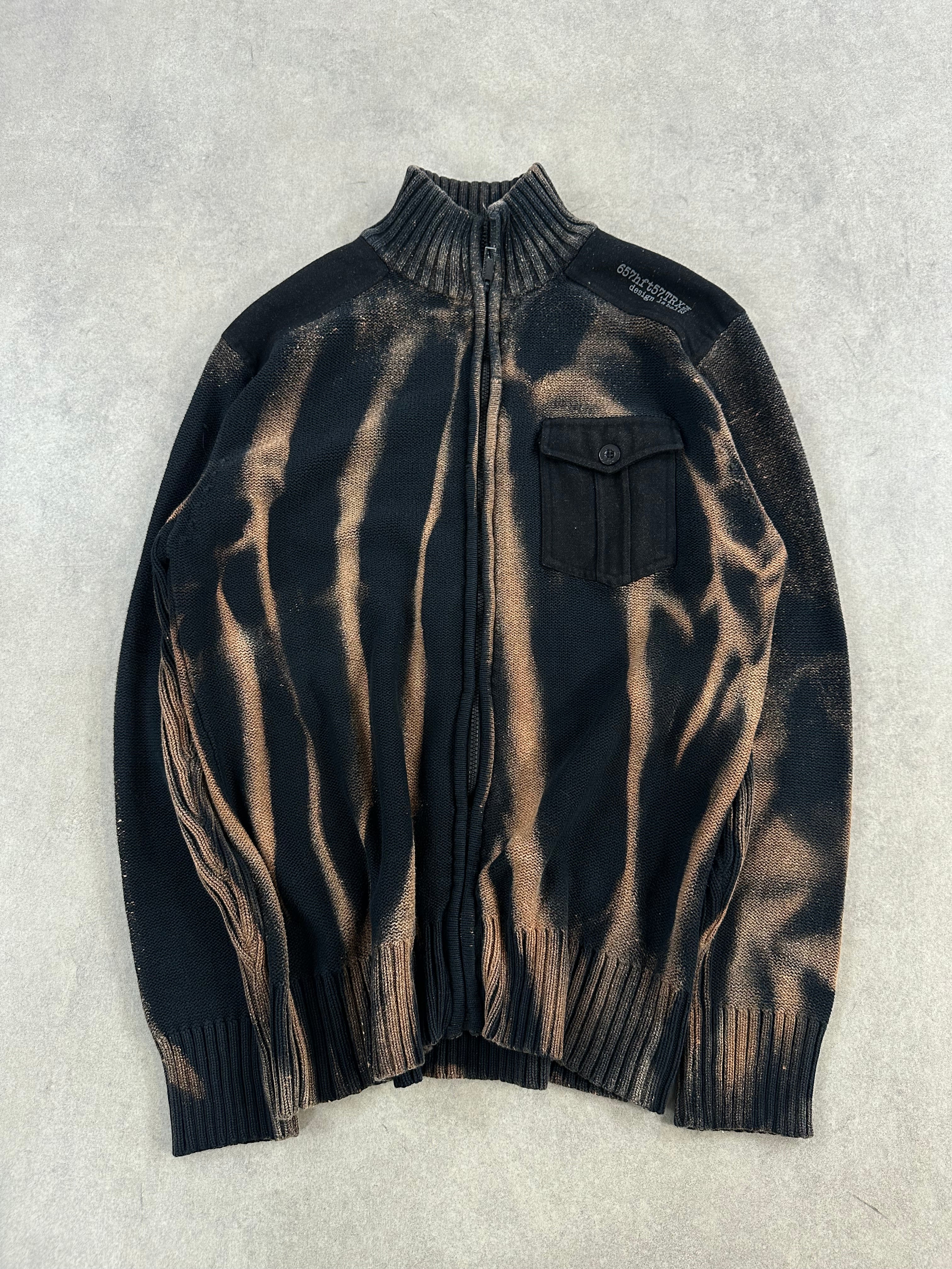 Full zip knitted sweater vintage custom (XL)