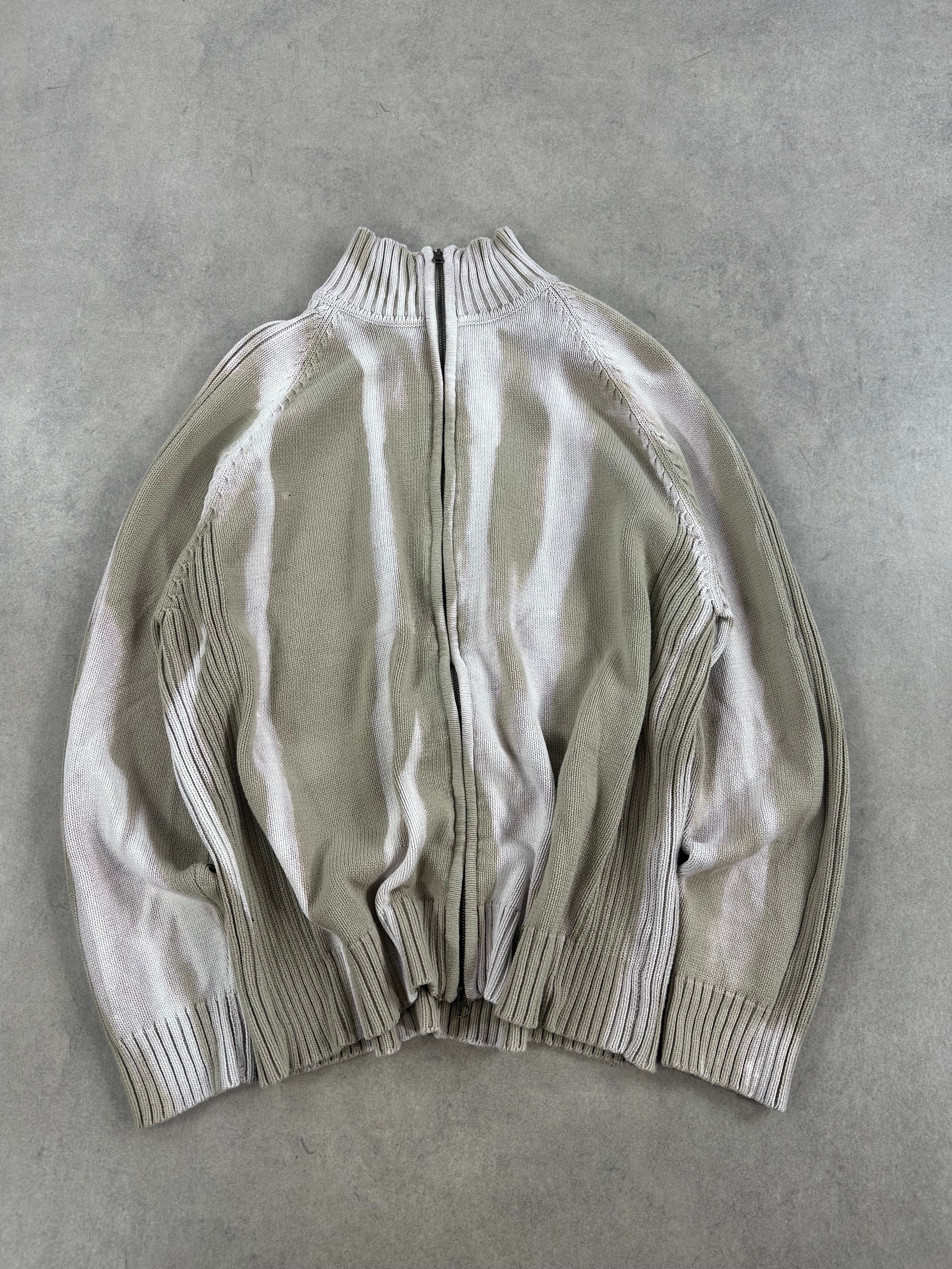 Full zip up knitted sweater custom y2k (L)