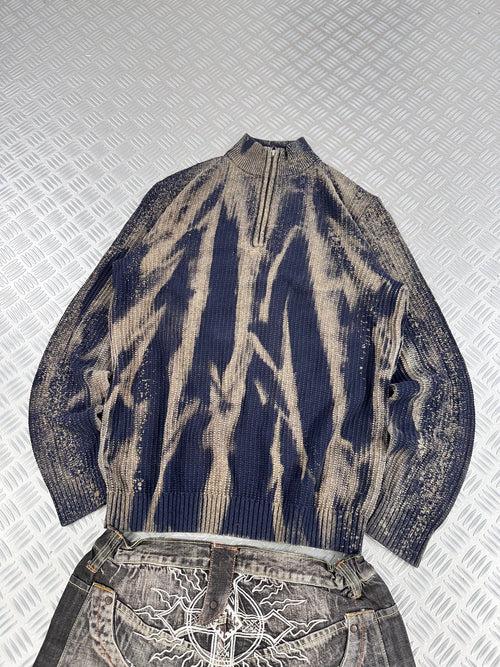 Handmade knitted sweater vintage mid zip (L)