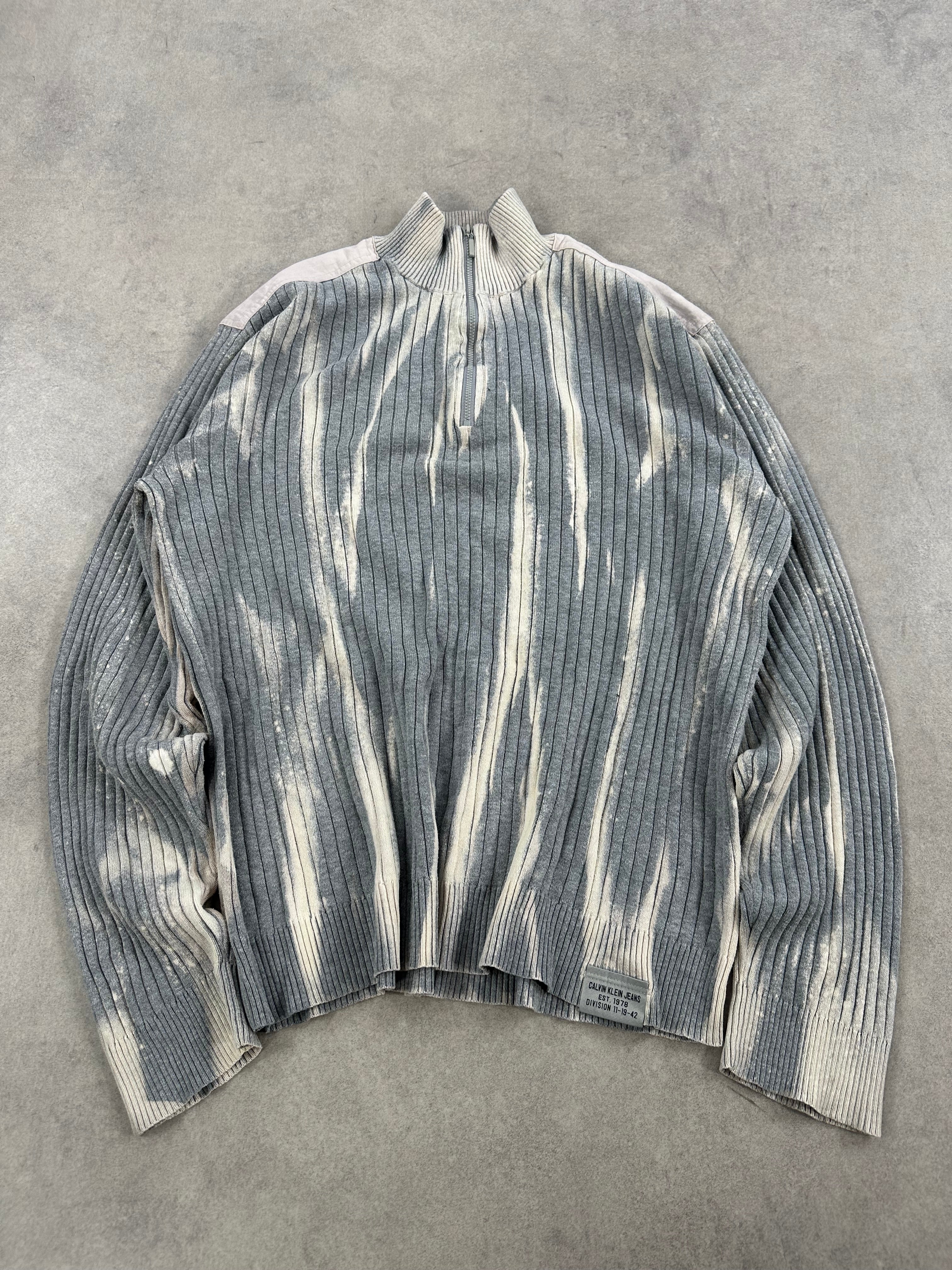 Calvin Klein mid zip knitted sweater custom Y2K (XL)