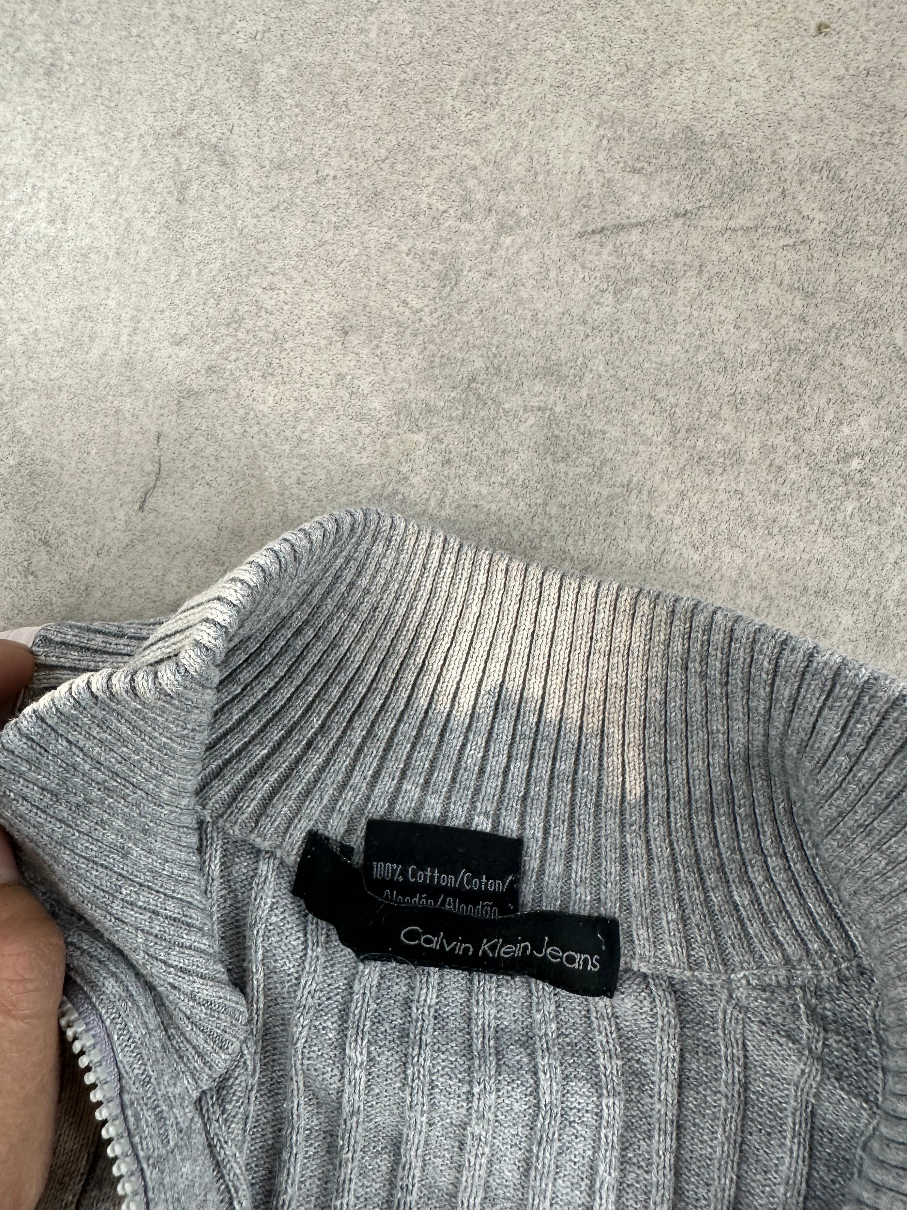 Calvin Klein mid zip knitted sweater custom Y2K (XL)