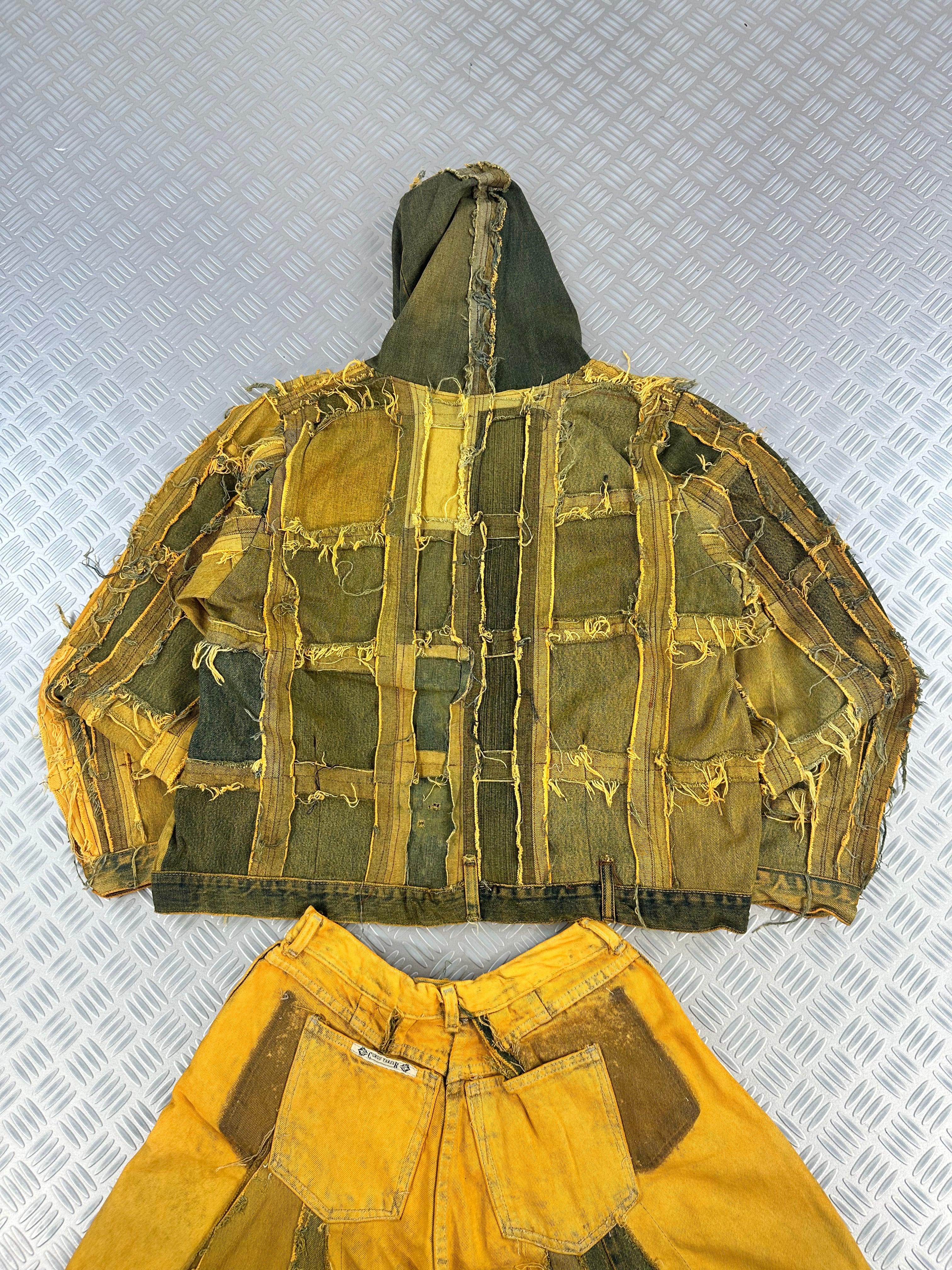 Hooded bomber jacket handmade patchwork upcycled