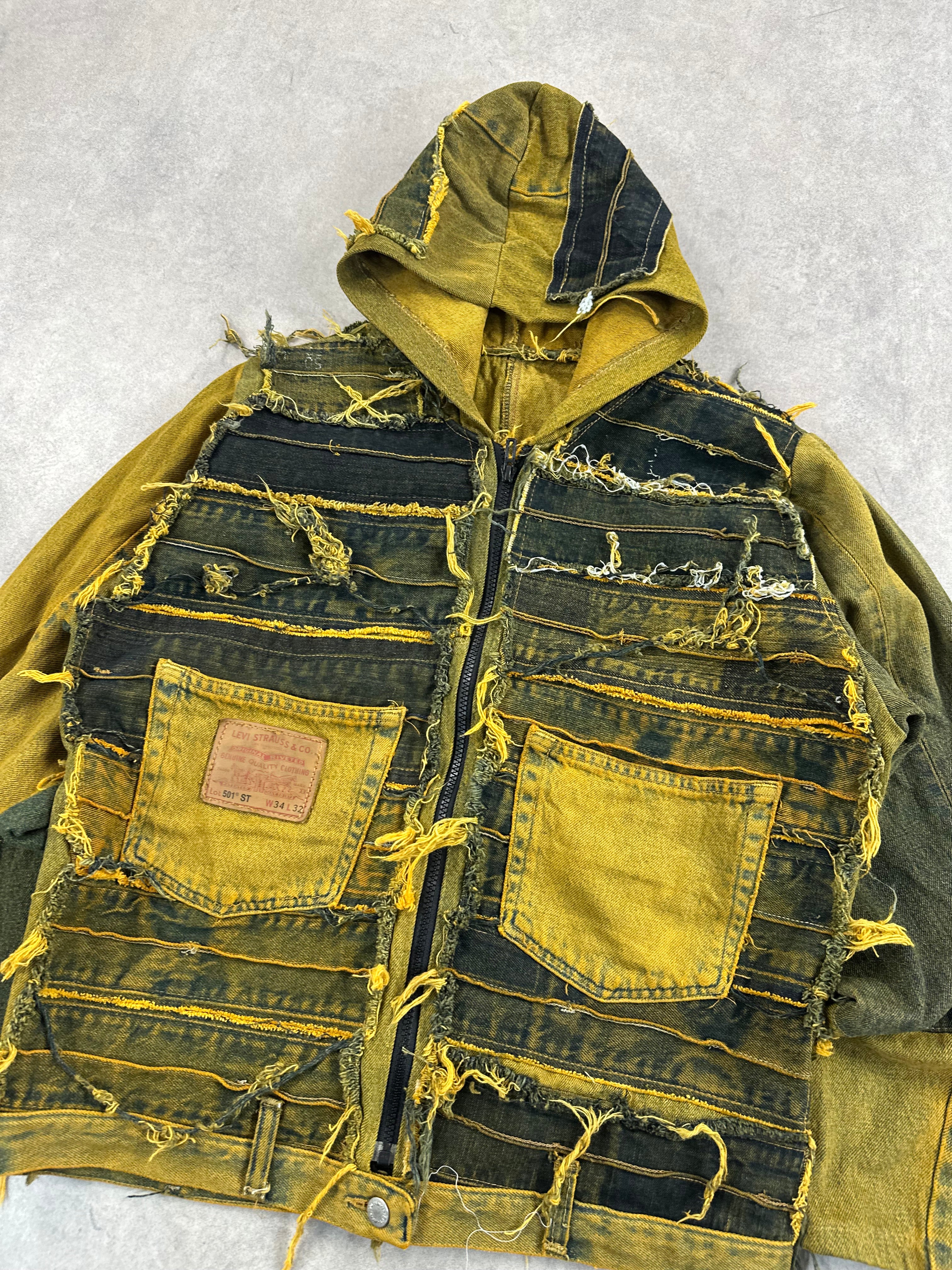Hooded bomber jacket handmade boxy fit upcycled patchwork (copia)