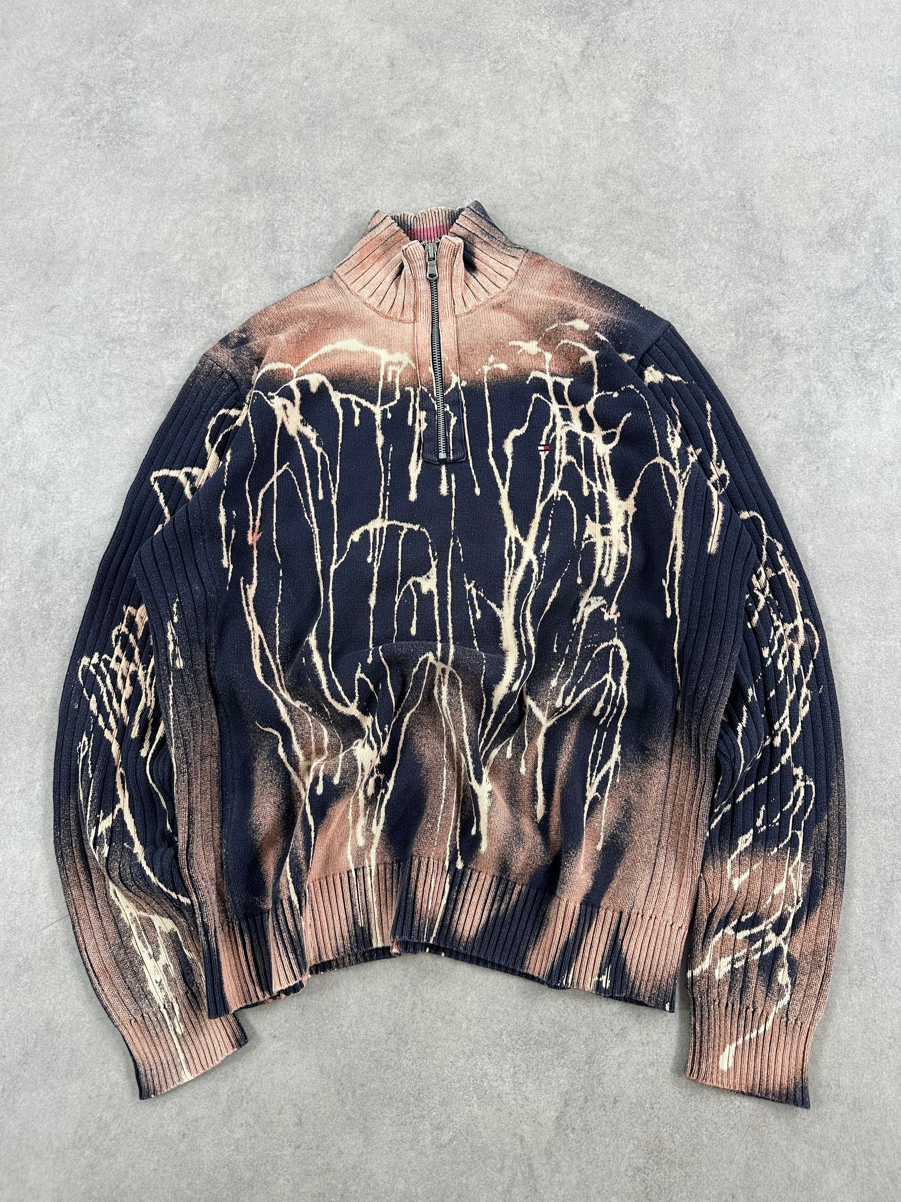 Tommy Hilfiger mid zip knitted sweater custom (L)