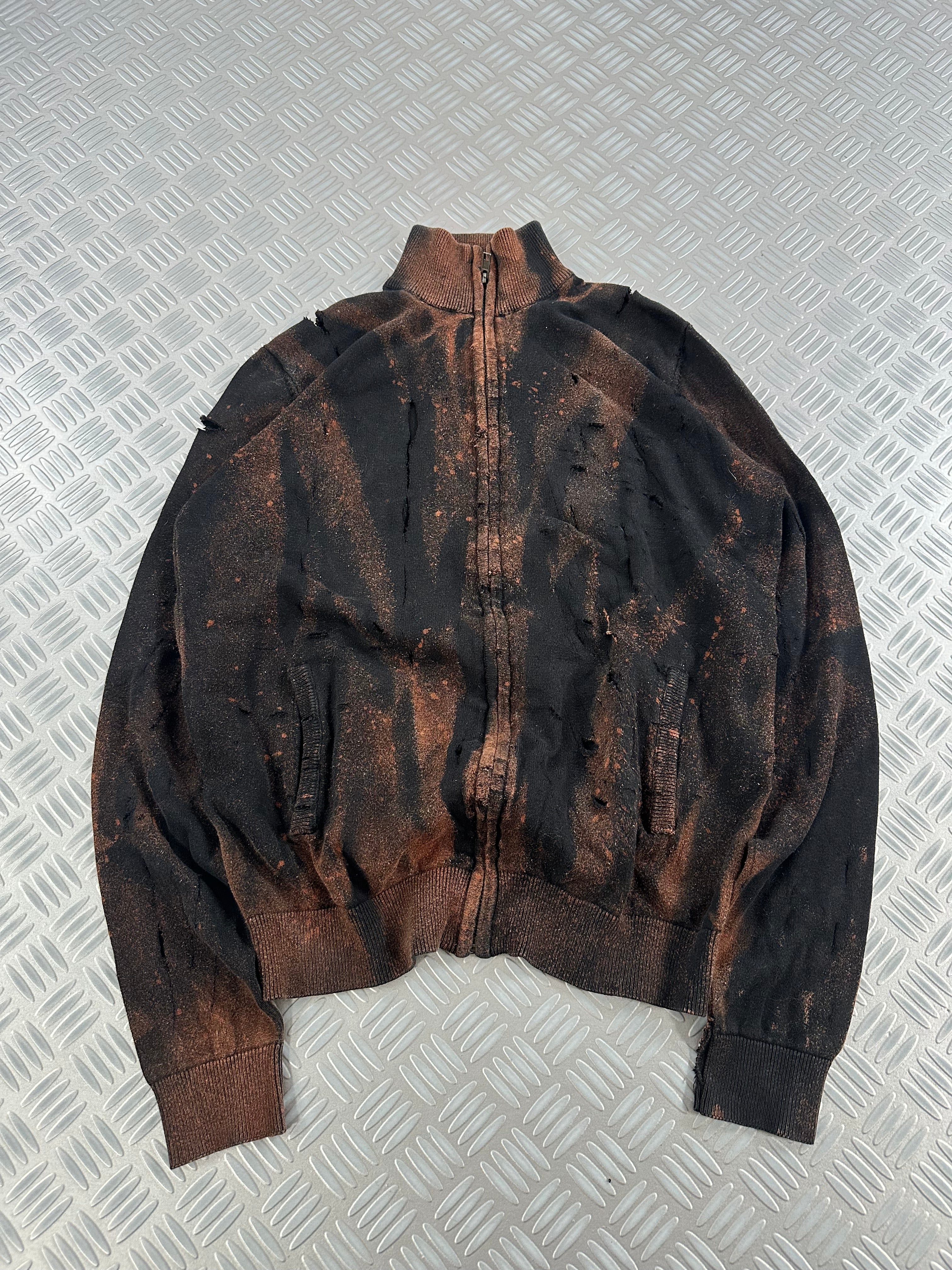 Disstresed full zip sweater custom y2k (M)