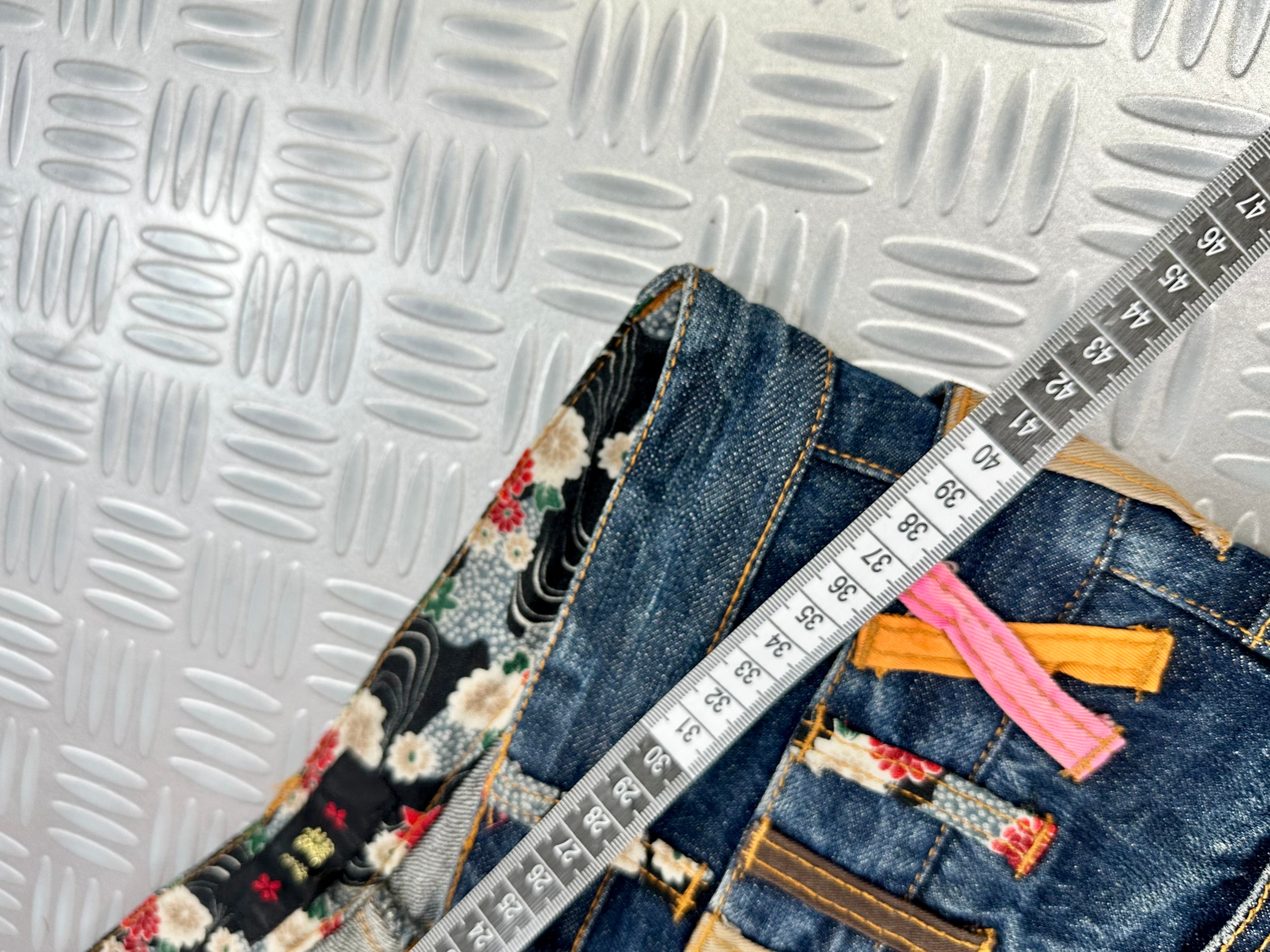 2000´s  karakuri tamashi Double waist japanese jeans vintage  (S)