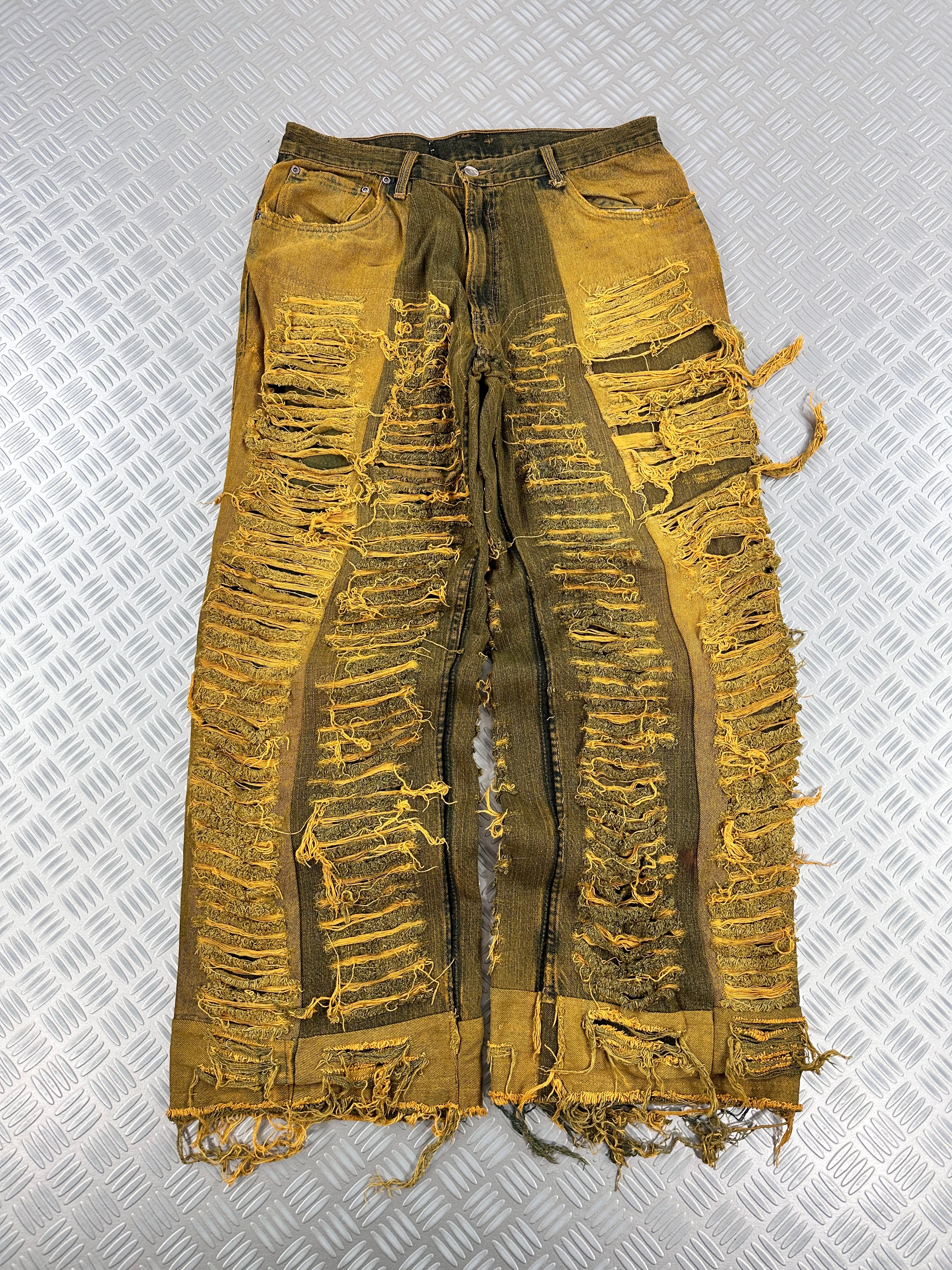 Disstresed baggy jeans handmade patchwork upcycled