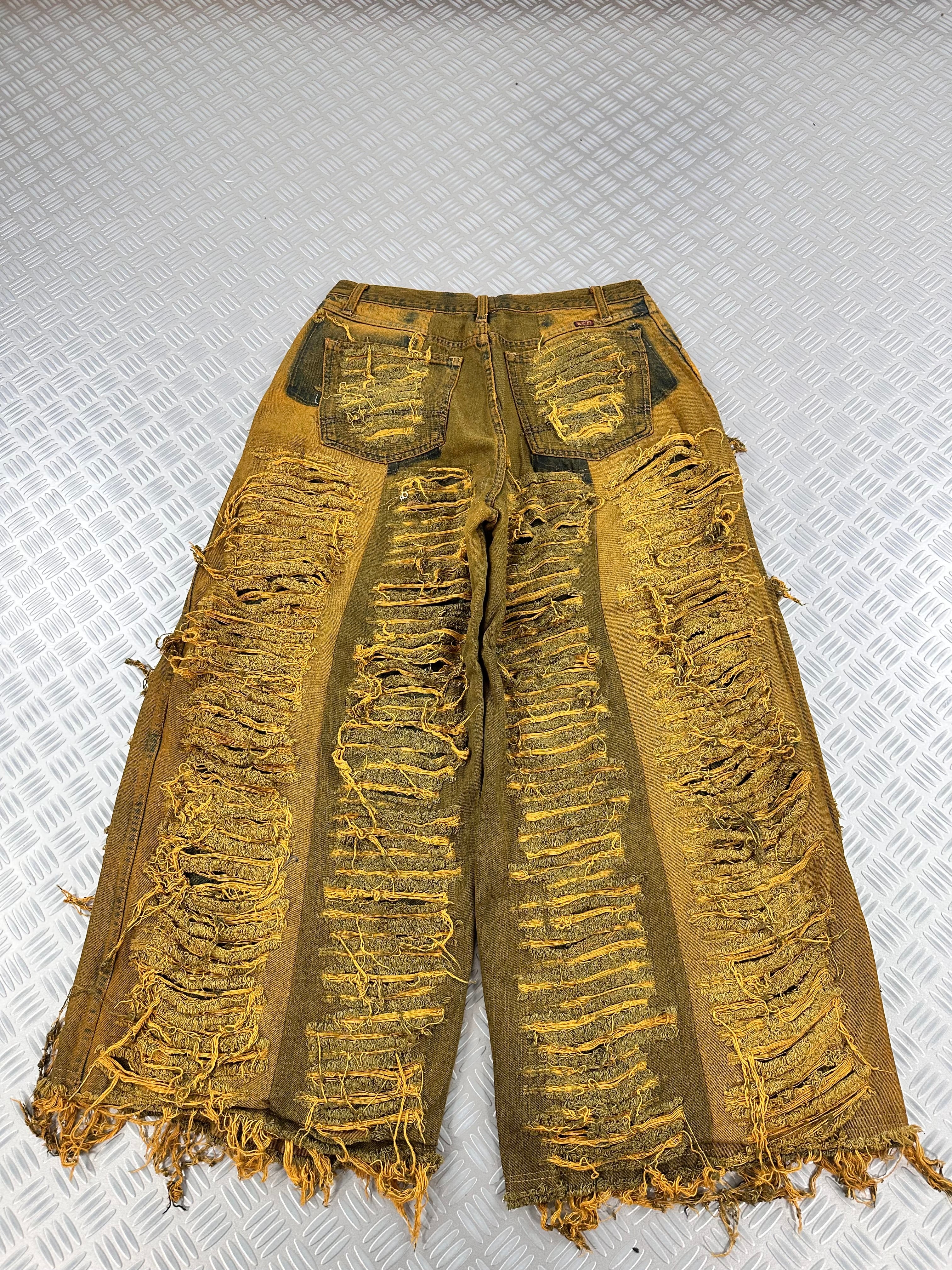 Disstresed baggy jeans handmade patchwork upcycled