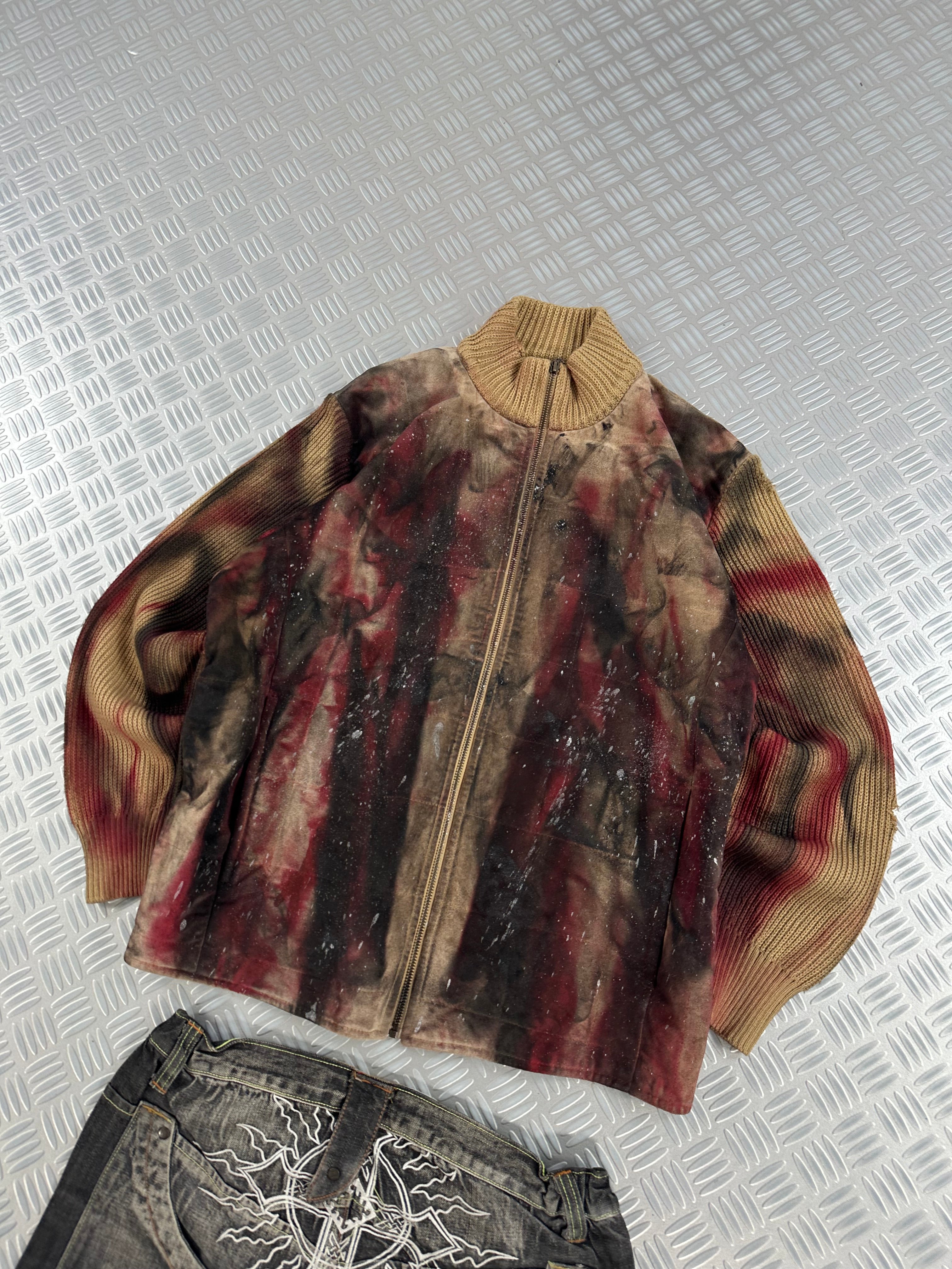 Vintage Burberry Distressed Full Zip Up Knitted Sweater (XL)