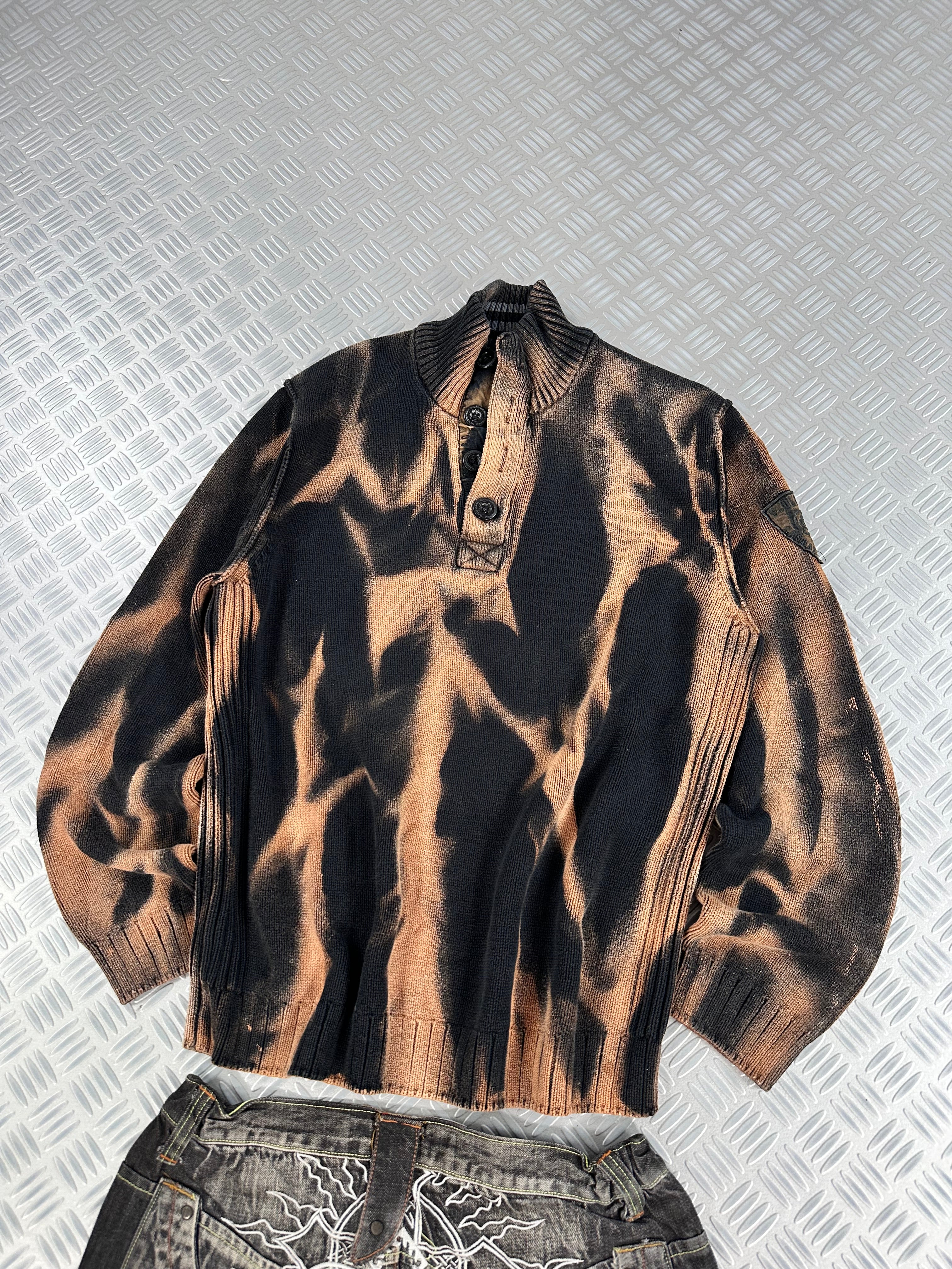 Handmade mid zip knitted sweater ( XL)