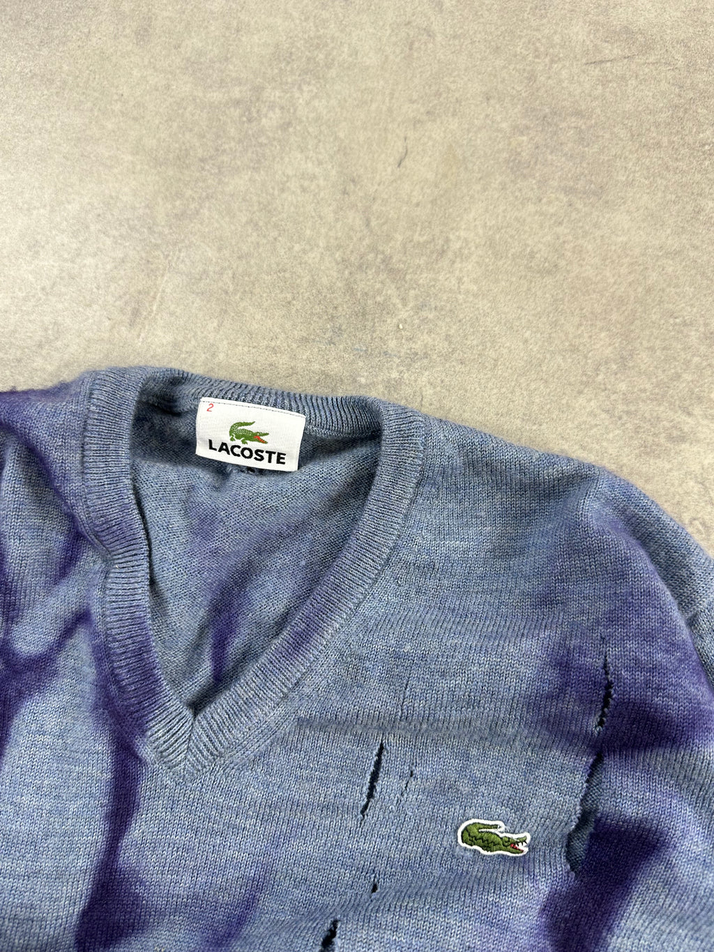 Lacoste disstresed custom wool sweater (L)