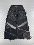 Distressed baggy jeans handmade patchwork upcycled