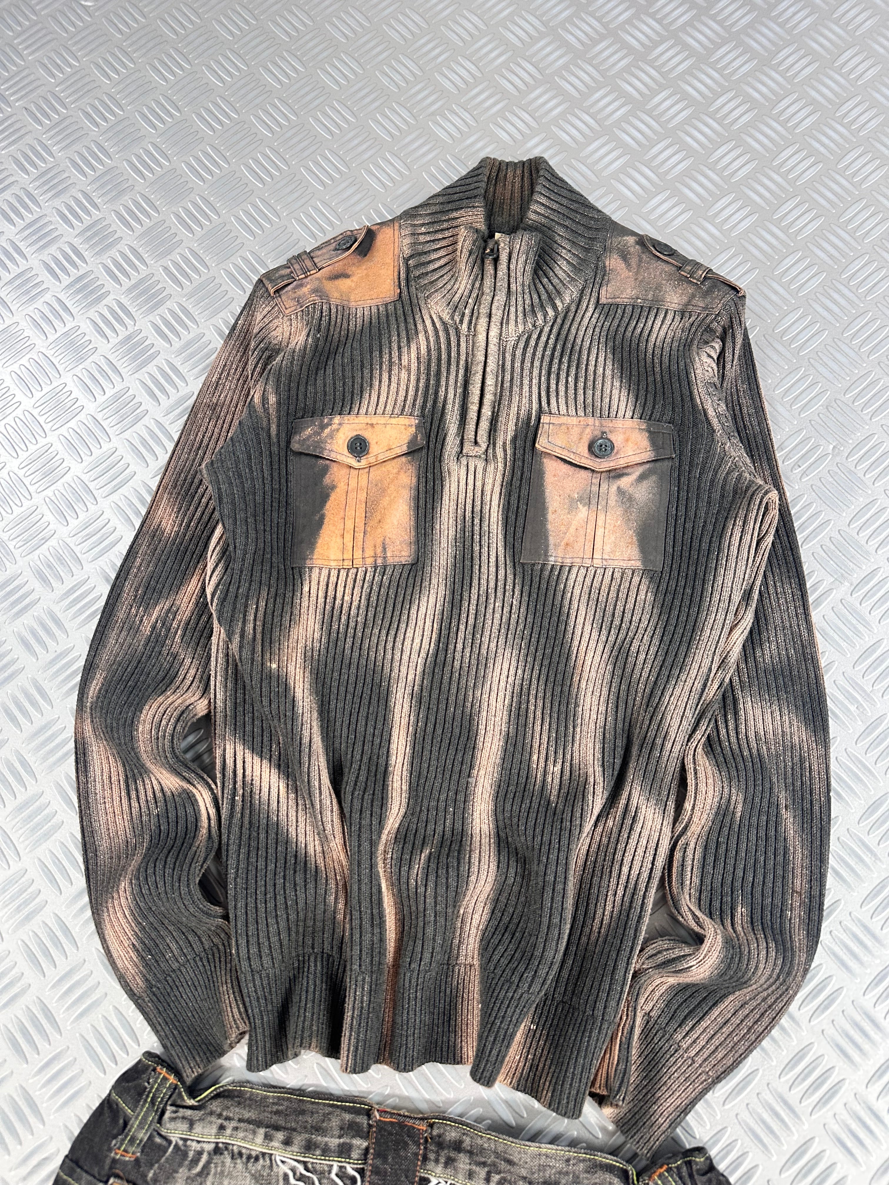 Knitted sweater handmade mid zip y2k (M)