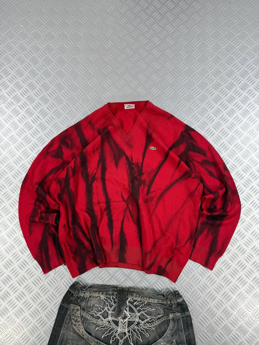 Vintage Lacoste Y2k Knitted Sweater custom (L)