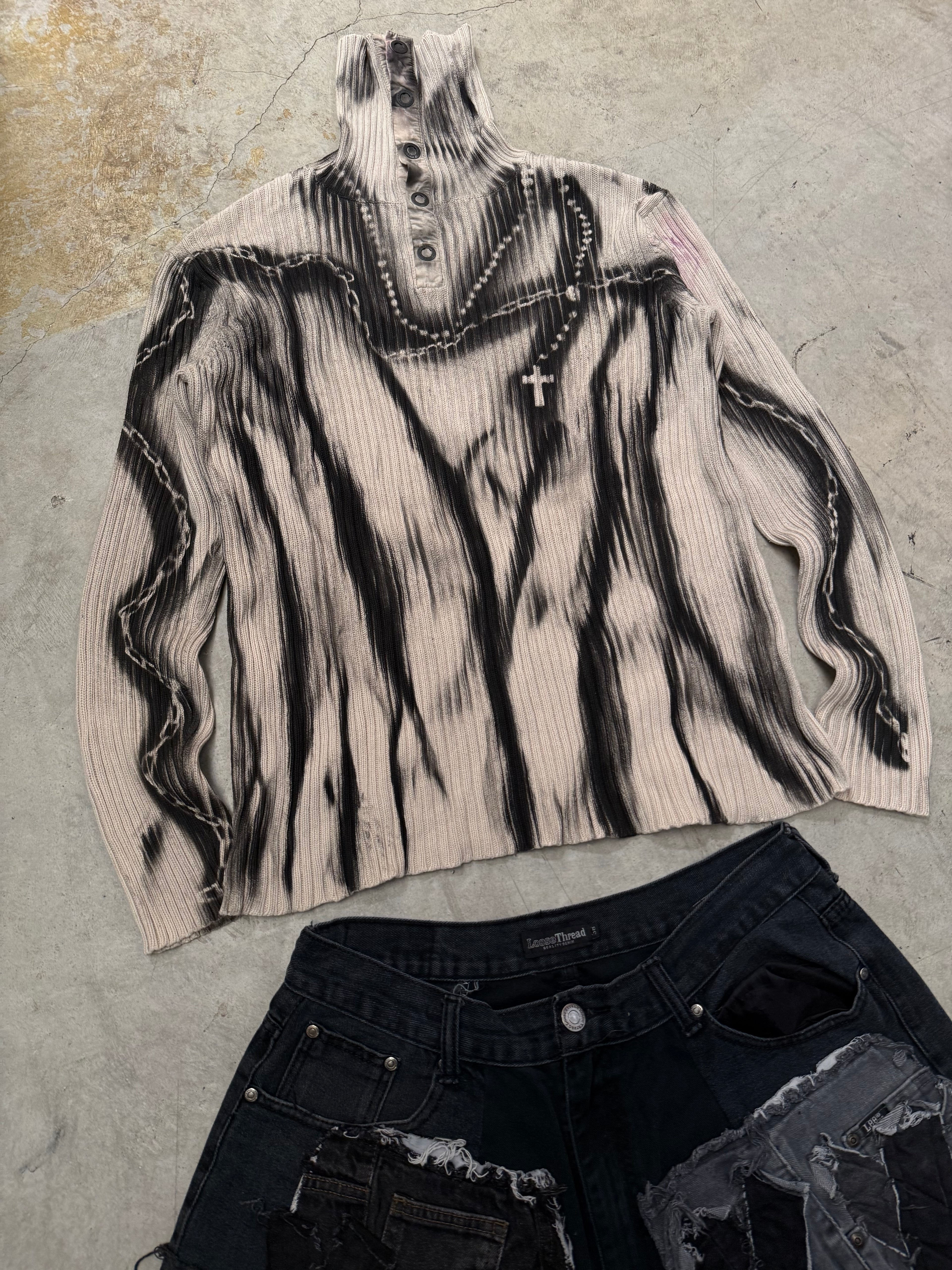 Vintage Knitted Y2k Sweater custom (XL)