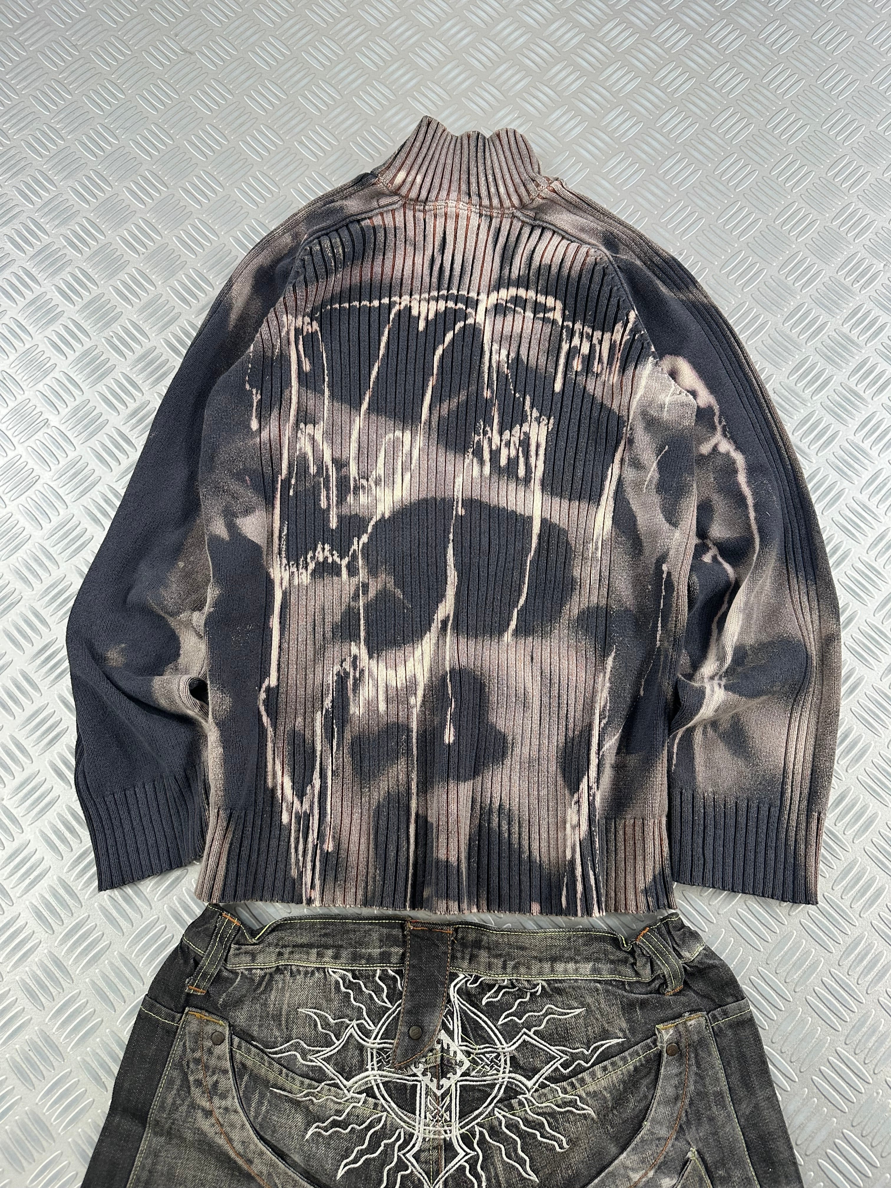 Handmade Y2K mid zip knitted sweater (L)