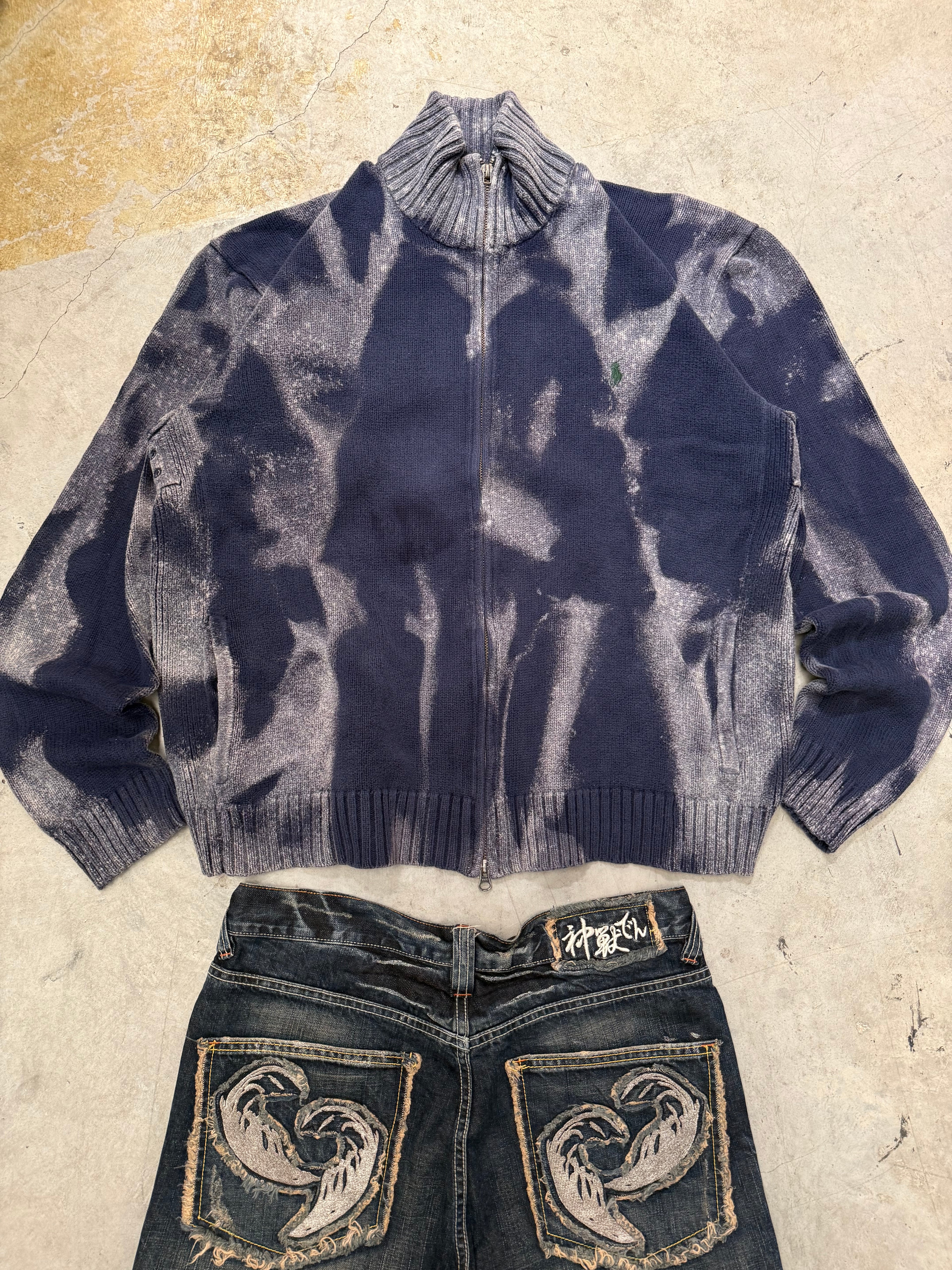 Vintage Polo Ralph Knitted full zip up Knitted Sweater custom (XL)