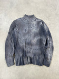 Vintage Knitted Y2k Cross Bleached Sweater custom (M)
