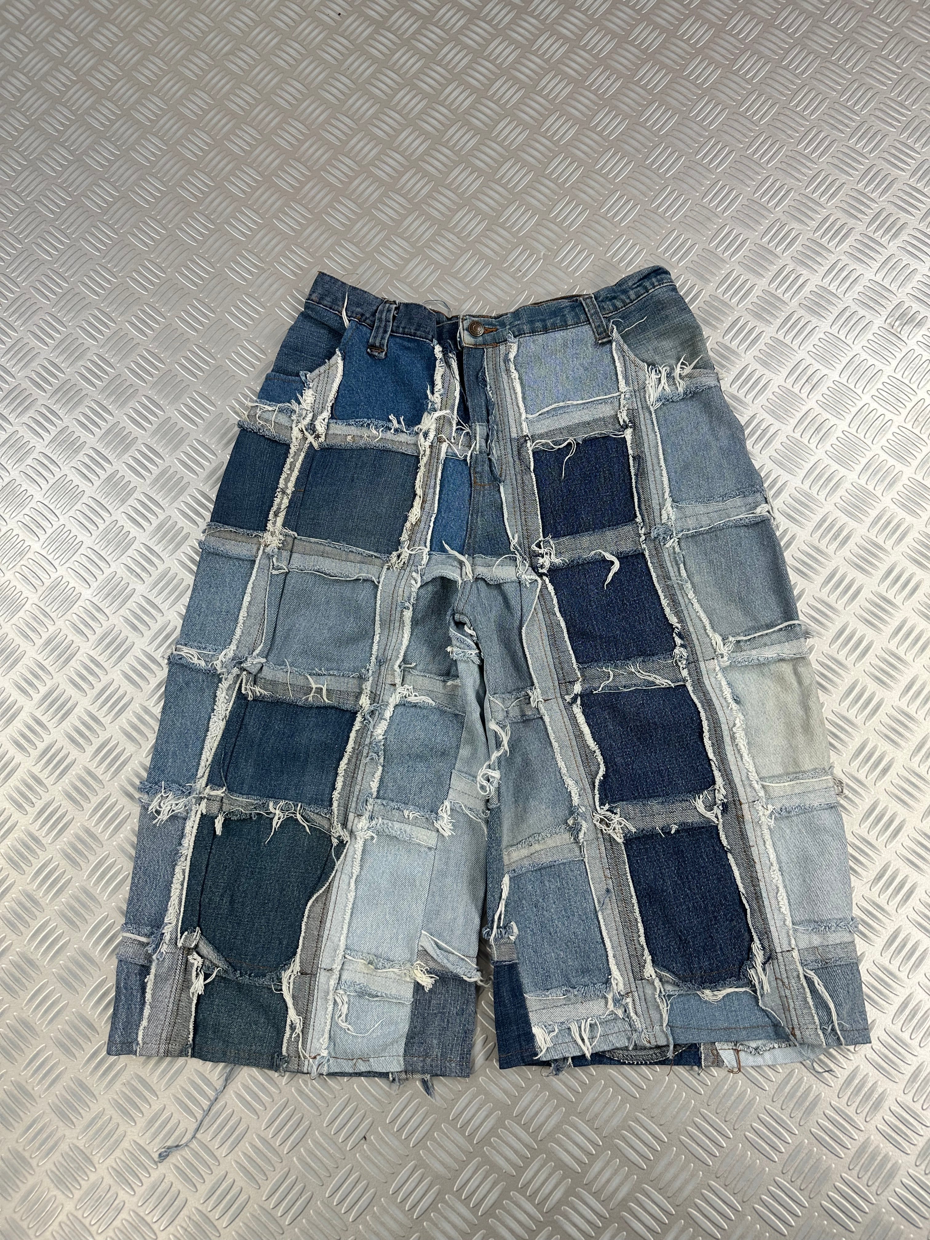 Baggy jorts handmade patchwork denim (M)