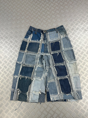 Baggy jorts handmade patchwork denim (M)