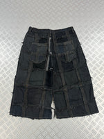 Black baggy jort handmade patchwork (M)