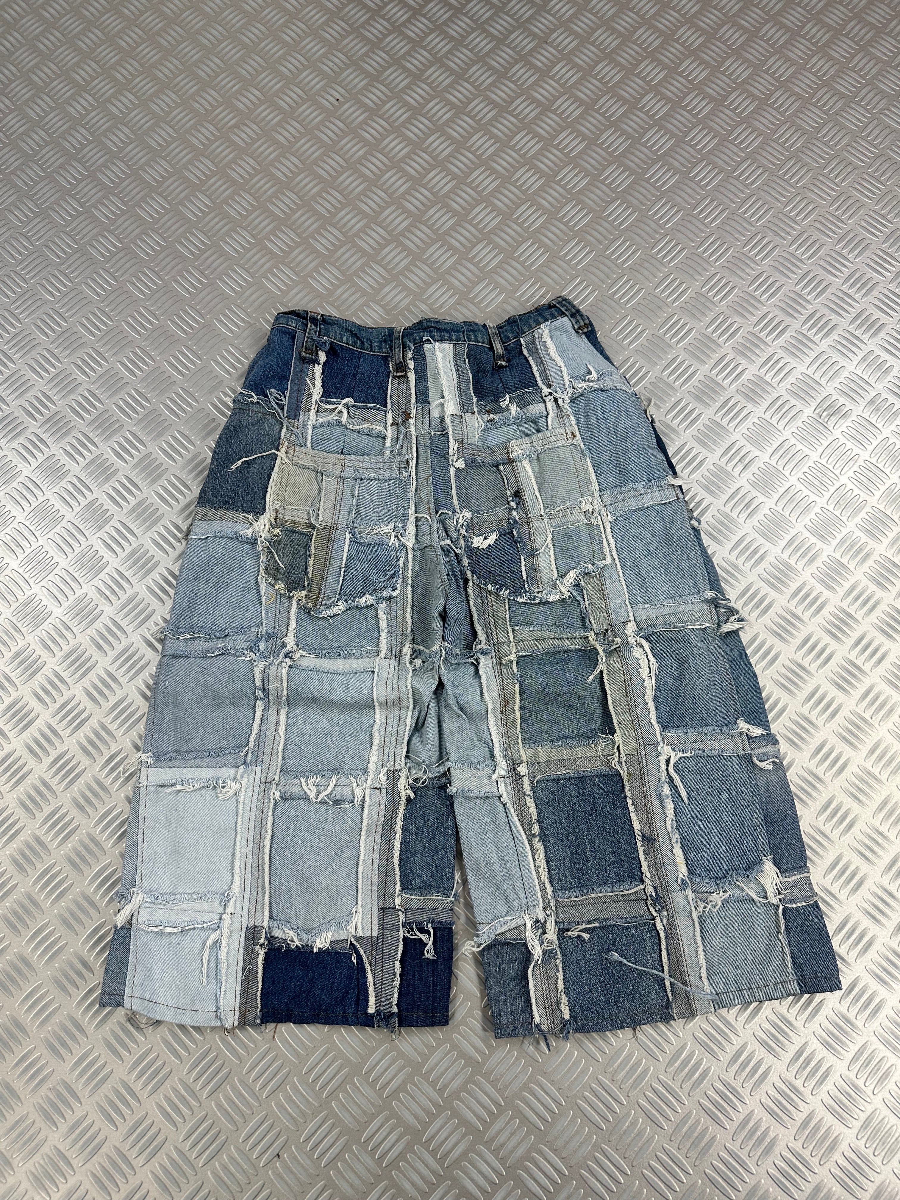 Baggy jorts handmade patchwork denim (M)
