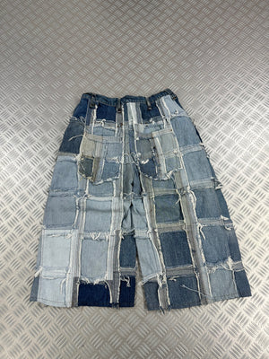 Baggy jorts handmade patchwork denim (M)