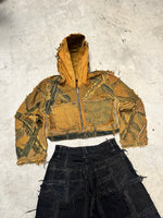 Vintage Patchwork y2k Hip Hop Hooded full zip Up Jacket 00s Dry
