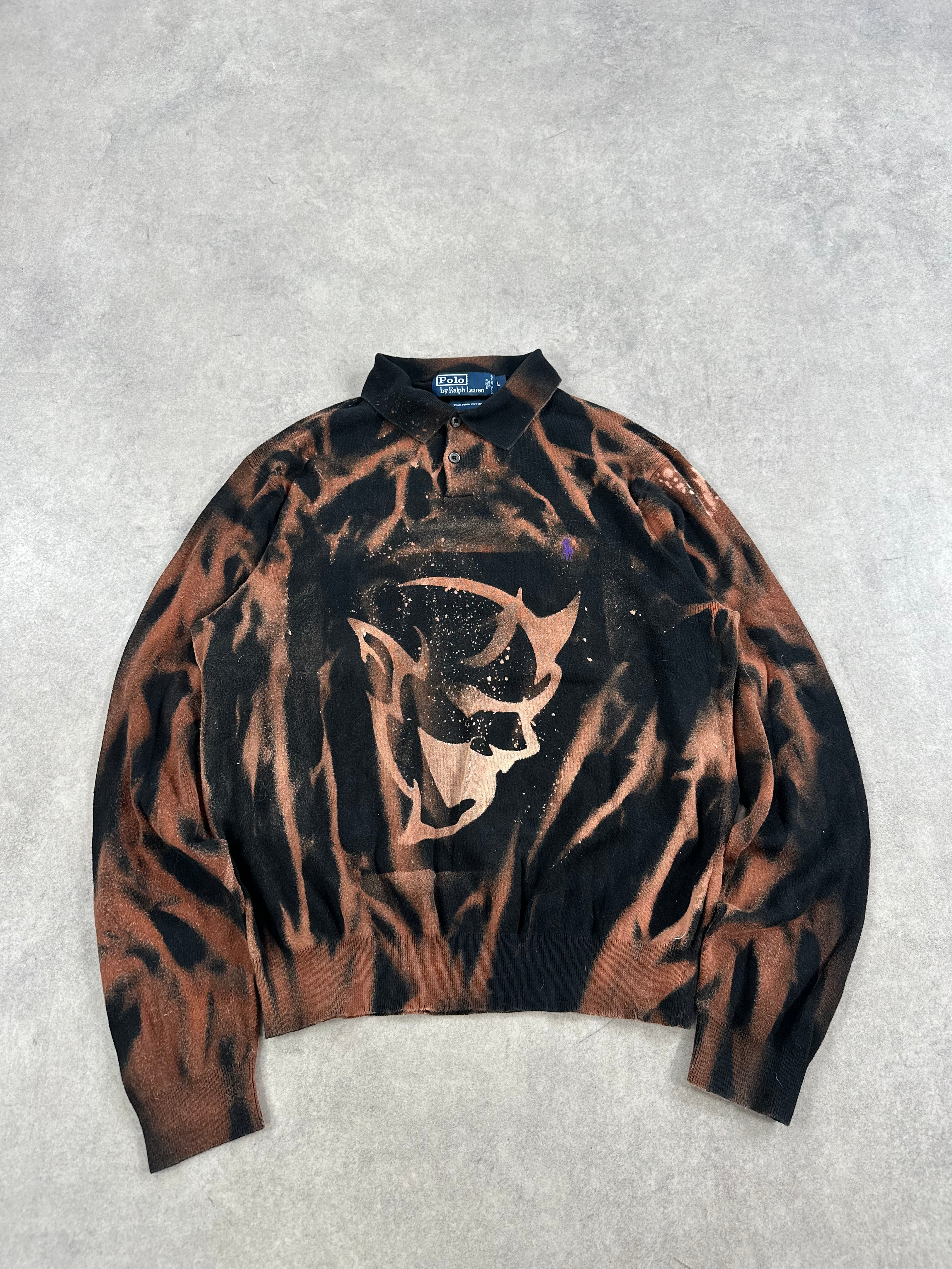 Vintage Polo Ralph Lauren Y2k Knitted Bleached Sweater custom (L)