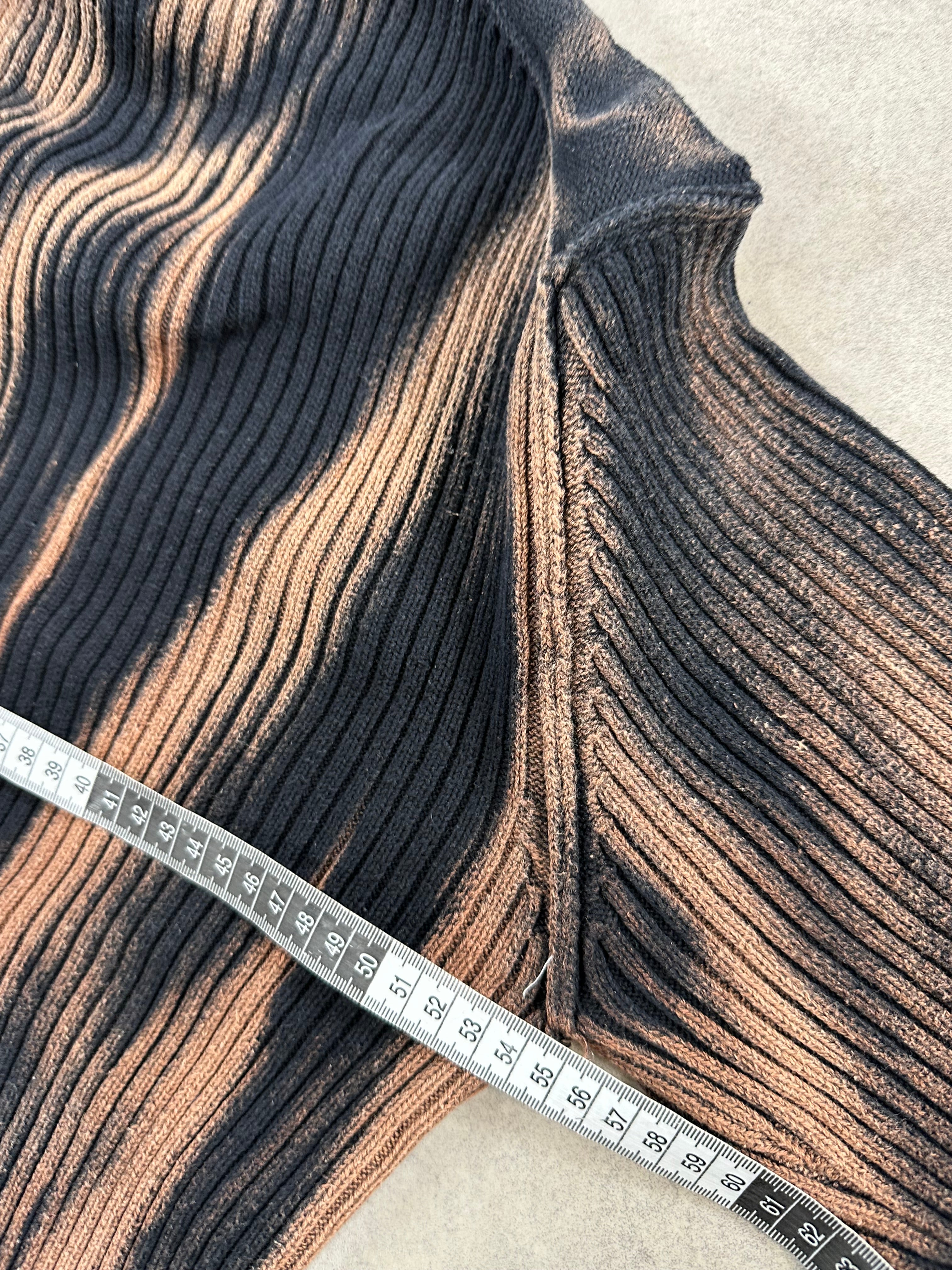 Vintage Knitted full zip up asymetrical Bleached Sweater (L)