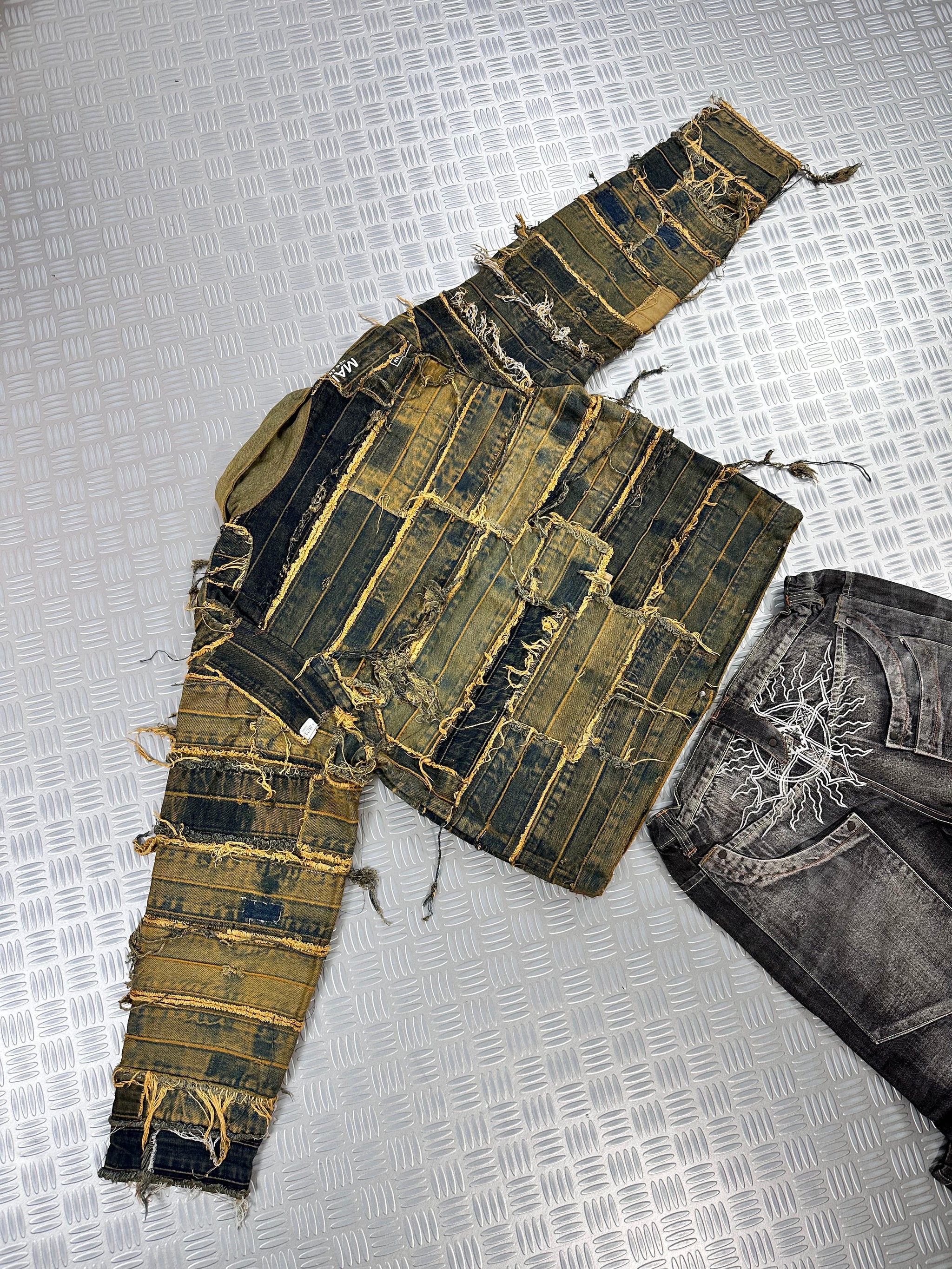 Harrington full zip handmade bomber jacket patchwork upcycled